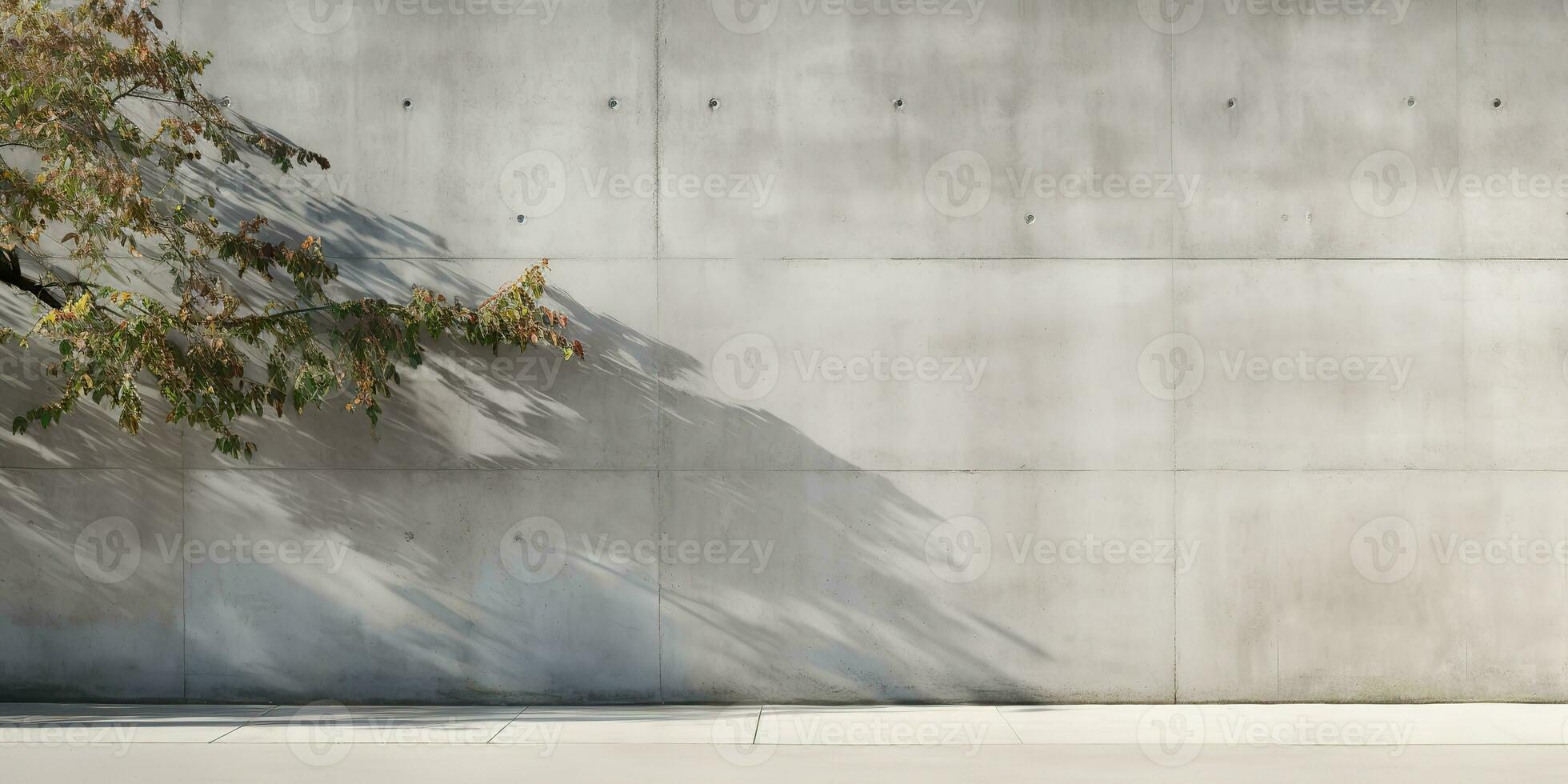 AI Generated. AI Generative. Concrete stone rock wall with tree. Simple minimal mockup wall garden outdoor with plant. Graphic Art photo