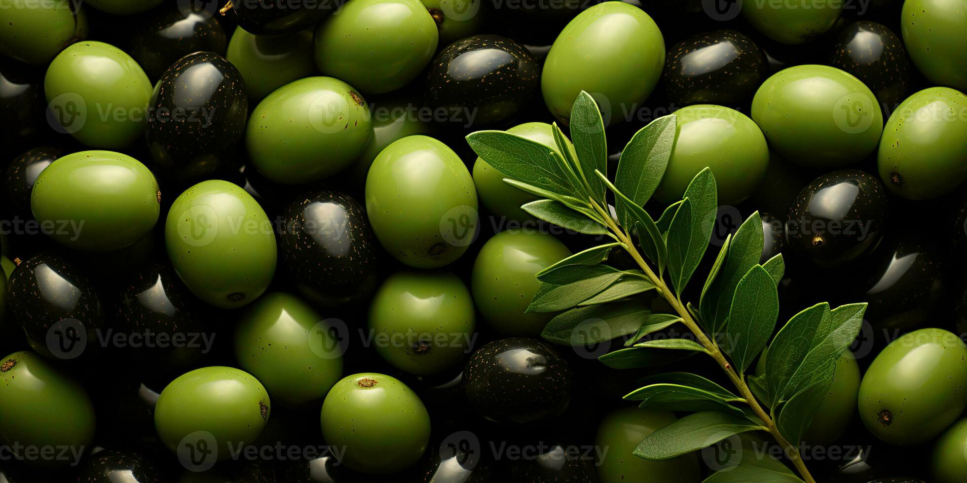 ai generado. ai generativo. negro y verde aceitunas sano orgánico vegetales mezcla decoración modelo antecedentes. gráfico Arte foto