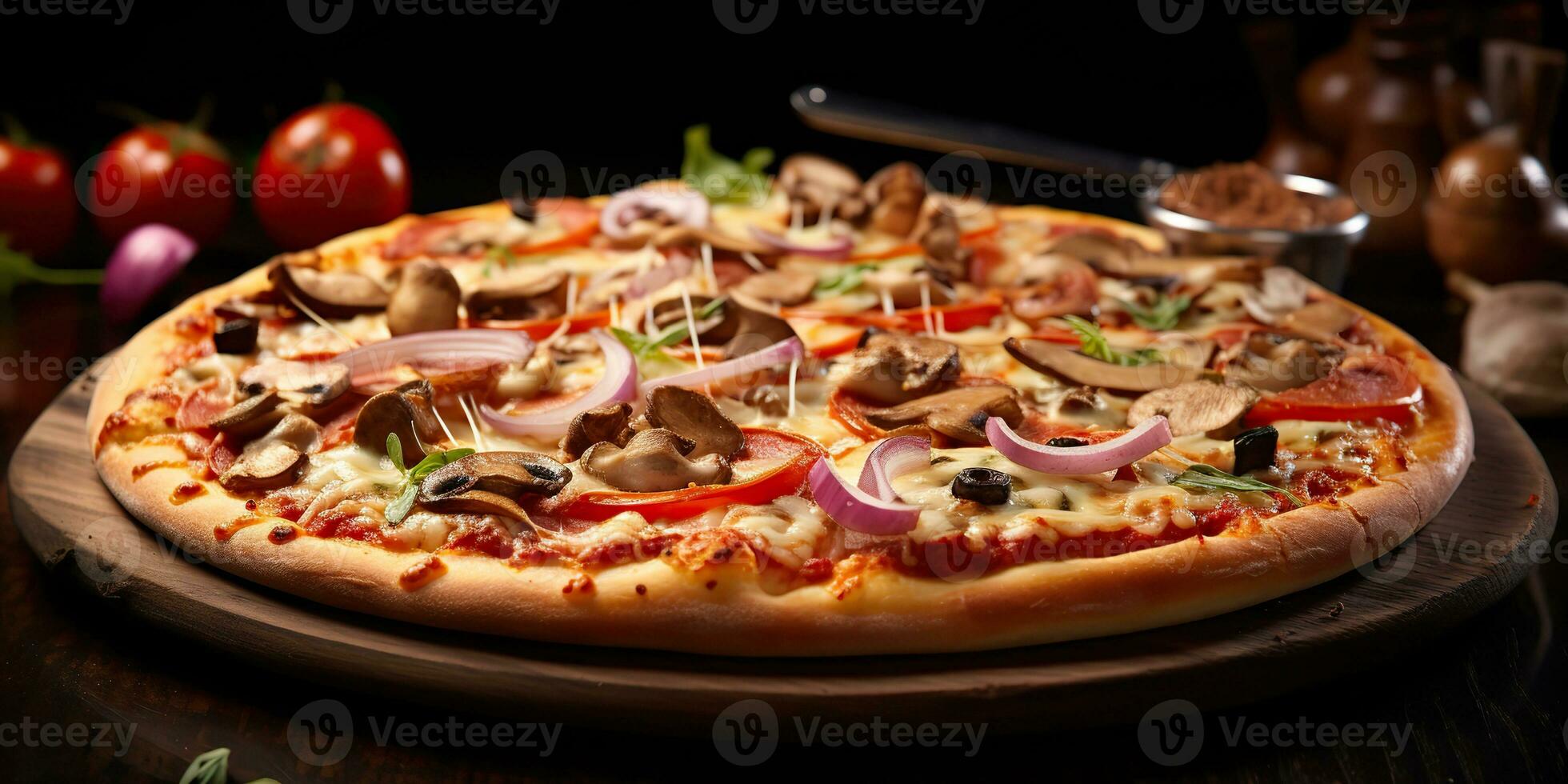 AI Generated. AI Generative. Traditional italian pepperoni pizza food. Famous tasty fast food meal baked fresh cuisine. Graphic Art photo