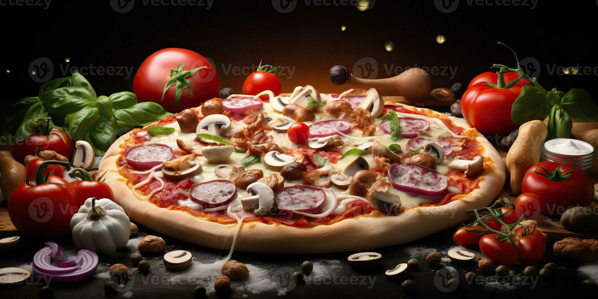 ai generado. ai generativo. tradicional italiano pepperoni Pizza alimento. famoso sabroso rápido comida comida horneado Fresco cocina. gráfico Arte foto