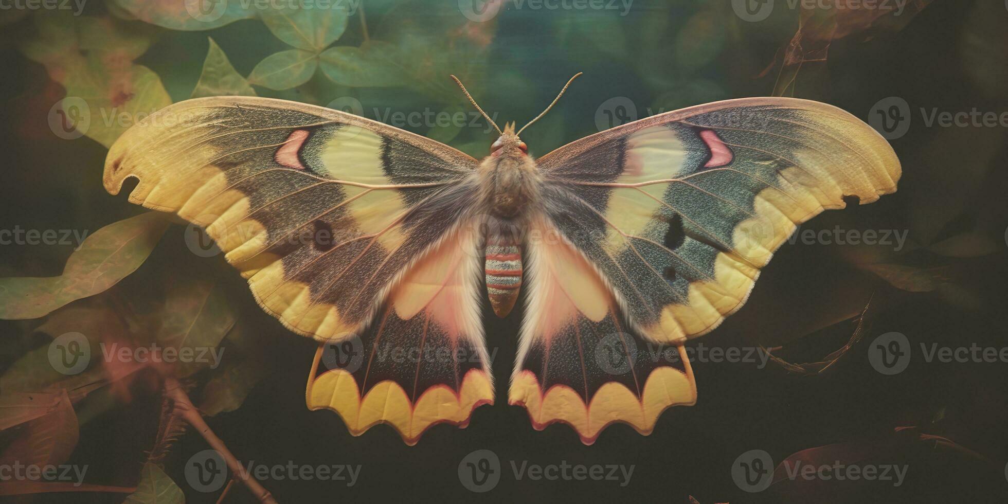 AI Generated. AI Generative. photo realistic illustration of A macro of a rare beautiful lunar moth. Graphic Art Illustration