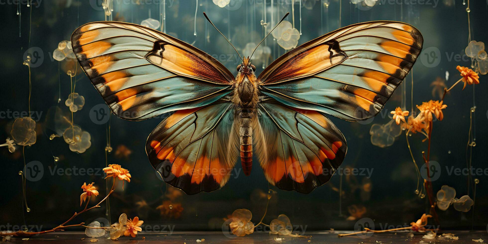 AI Generated. AI Generative. Lunar moth butterfly fly insect bug. Beautiful night magical flying animal. Graphic Art photo