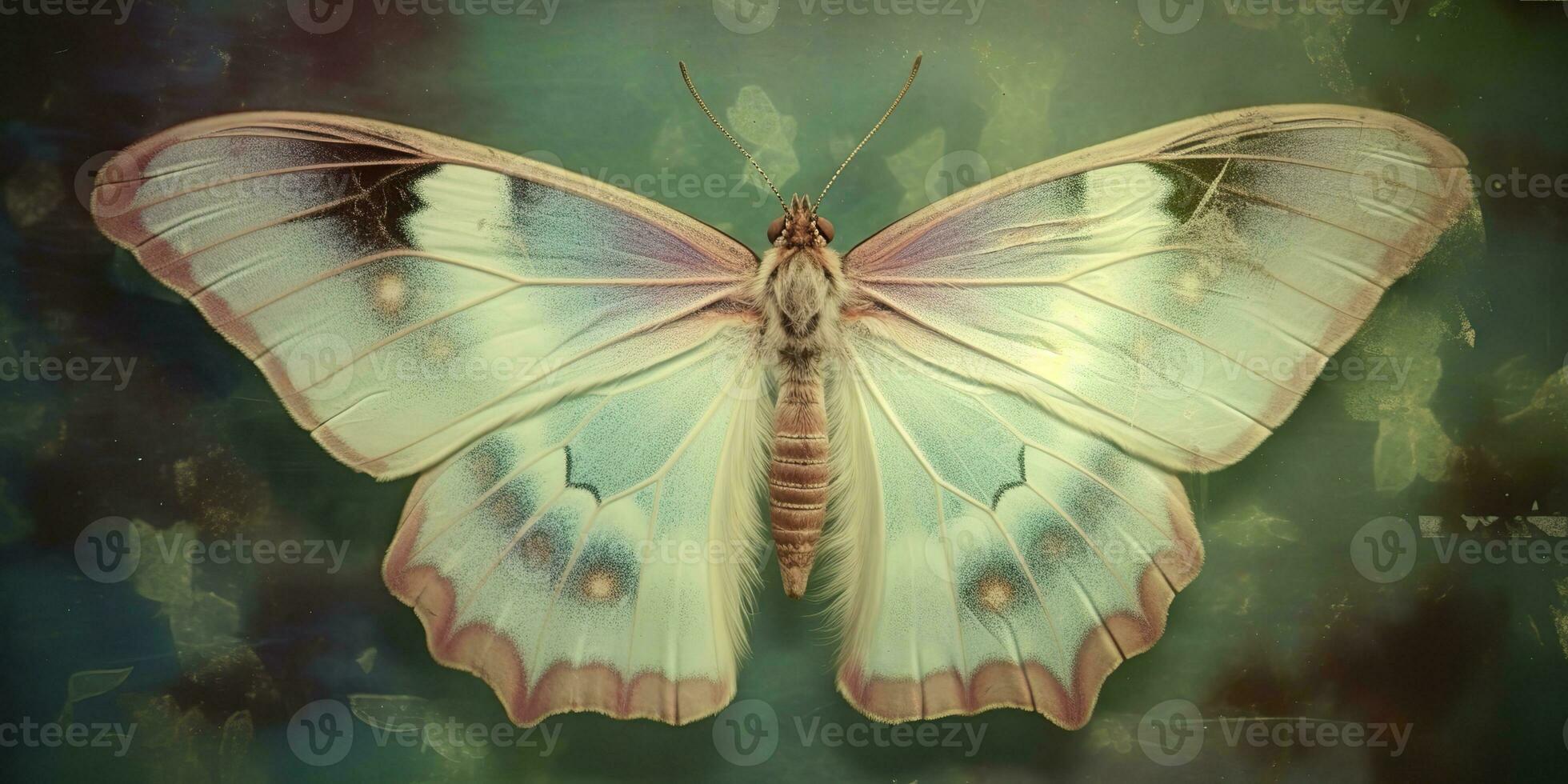 AI Generated. AI Generative. photo realistic illustration of A macro of a rare beautiful lunar moth. Graphic Art Illustration