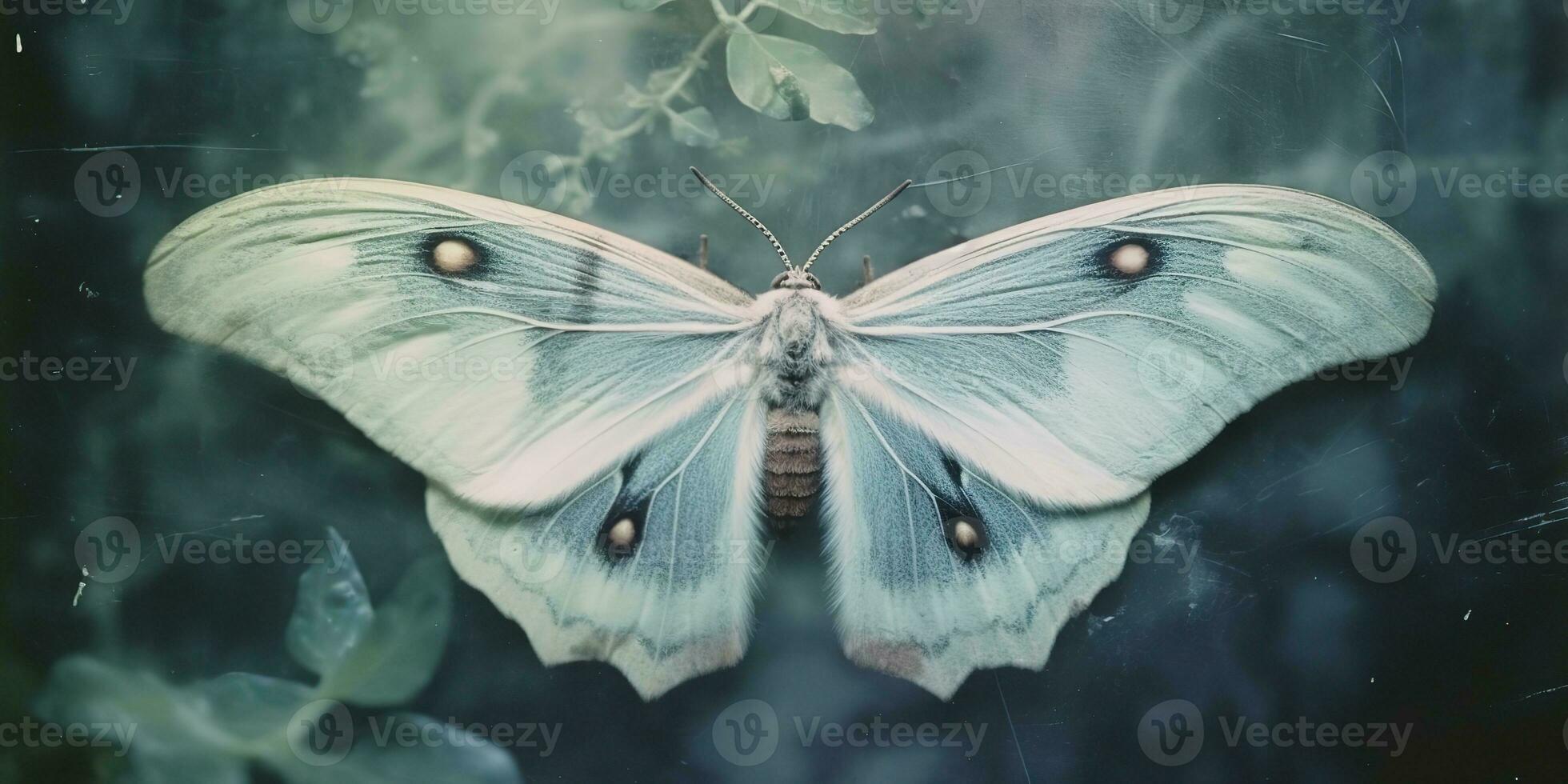 AI Generated. AI Generative. photo realistic illustration of A macro of a rare beautiful lunar moth. Graphic Art Illustration