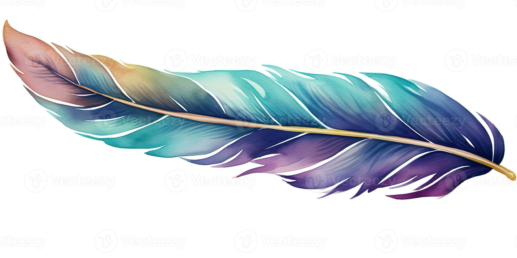 AI Generated. AI Generative. Single abstract drwaing painting feather vibrant colors. Fly nature elegance concept. Graphic Art photo