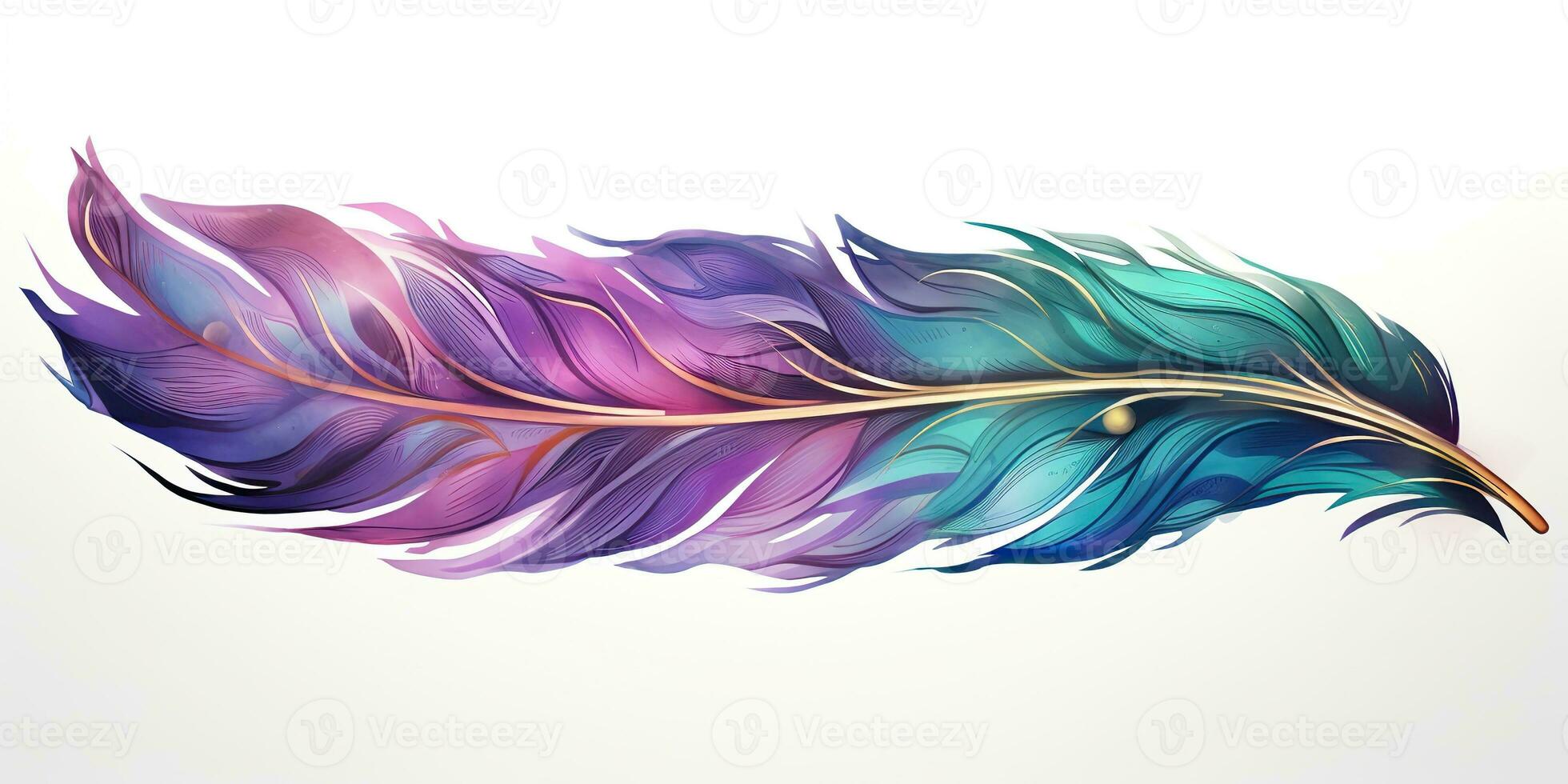 AI Generated. AI Generative. Single abstract drwaing painting feather vibrant colors. Fly nature elegance concept. Graphic Art photo