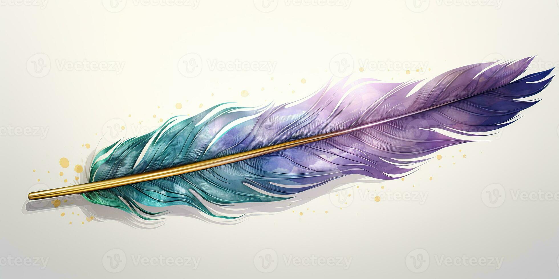 AI Generated. AI Generative. Single abstract drwaing painting feather vibrant colors. Fly nature elegance concept. Graphic Art photo