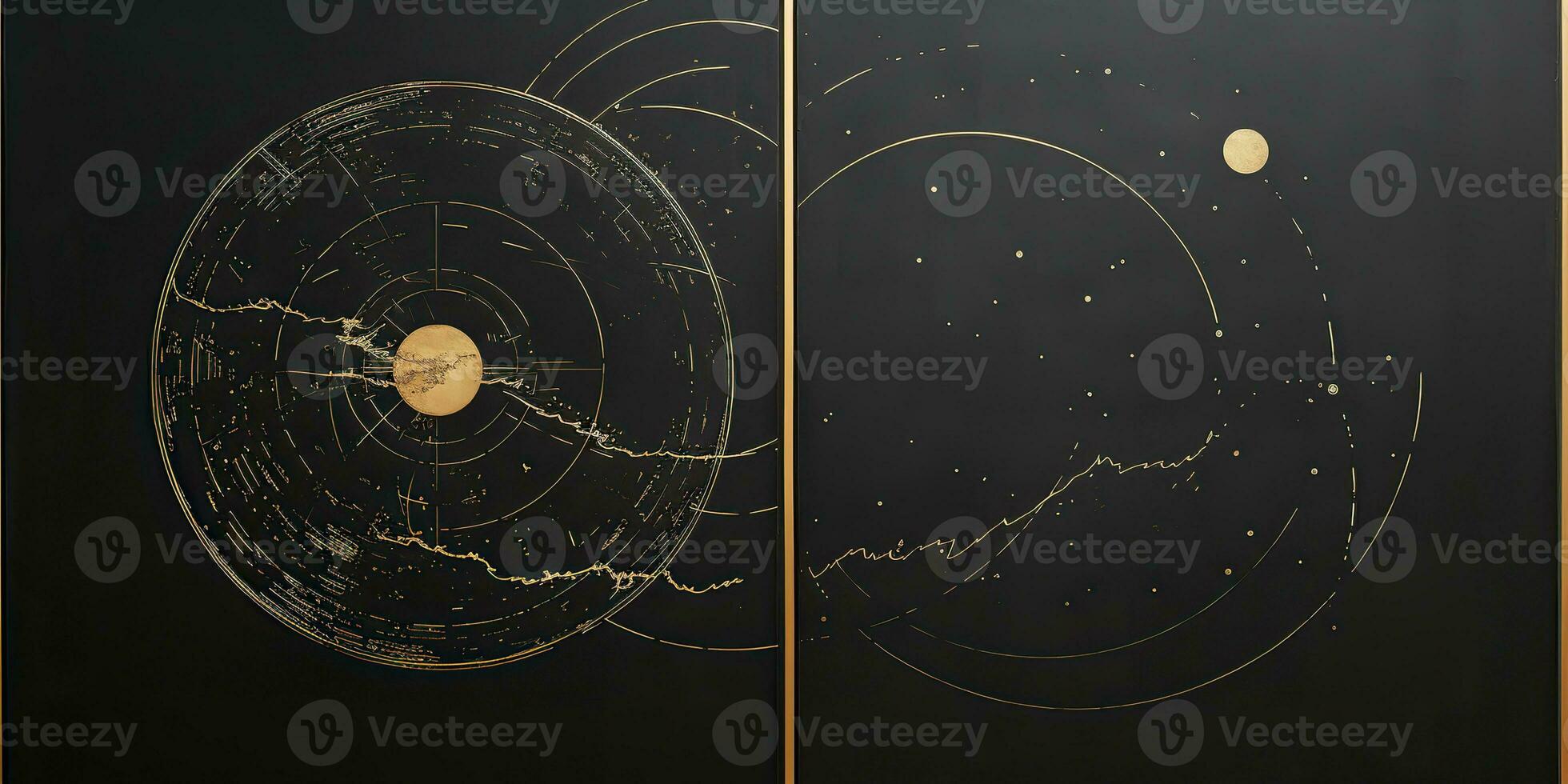 AI Generated. AI Generative. Minimal solar system planets poster. Galaxy space universe future adventure travel decoration background. Graphic Art photo