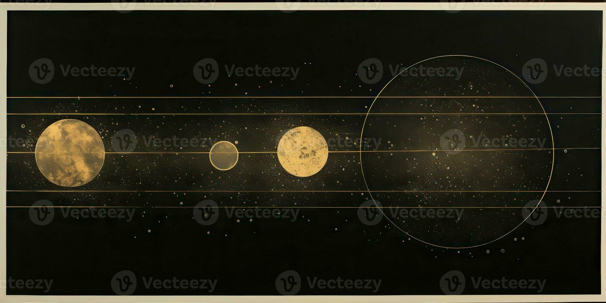 AI Generated. AI Generative. Minimal solar system planets poster. Galaxy space universe future adventure travel decoration background. Graphic Art photo