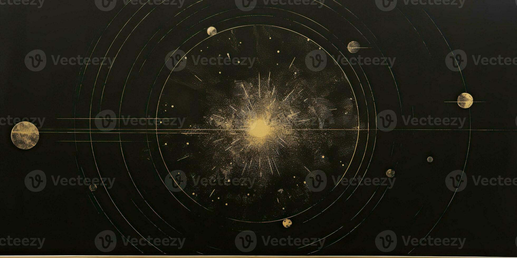 AI Generated. AI Generative. Minimal solar system planets poster. Galaxy space universe future adventure travel decoration background. Graphic Art photo