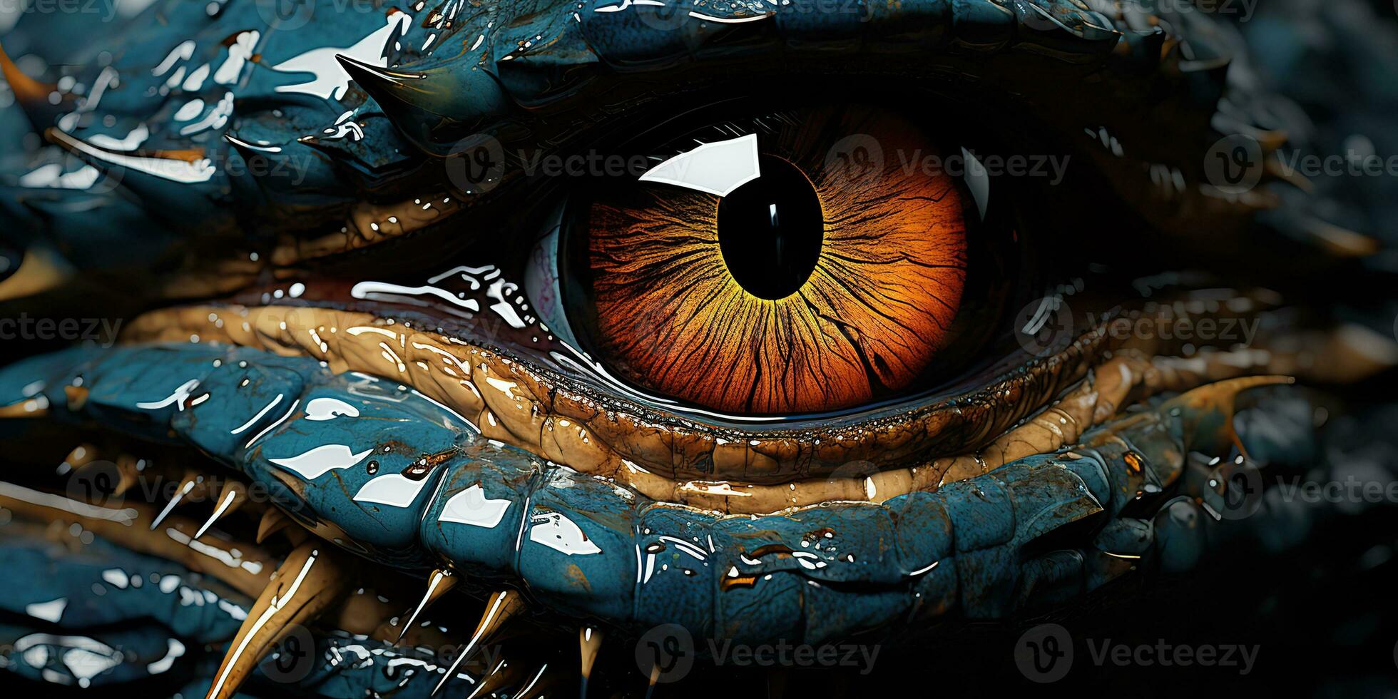 AI Generated. AI Generative. Myth fantasy dragon eye. Macro close up illustration decoration graphic art. Graphic Art photo