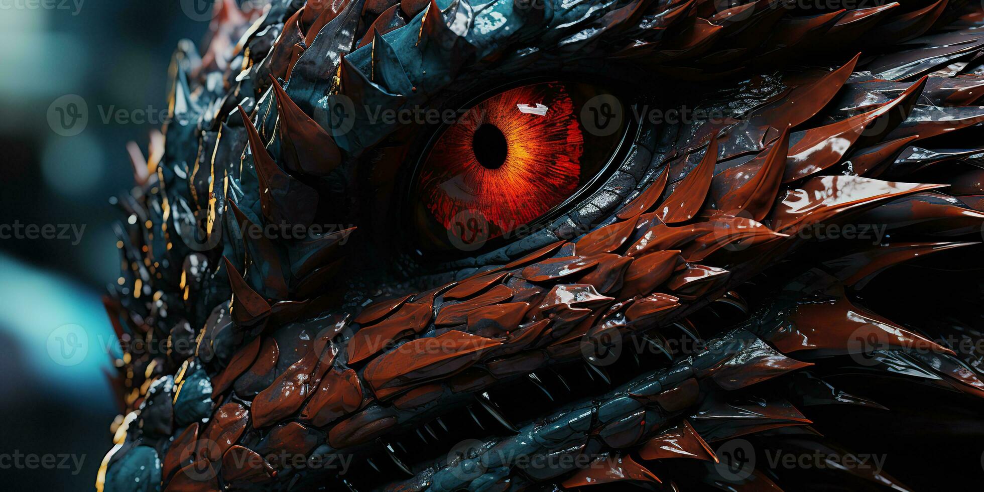 AI Generated. AI Generative. Myth fantasy dragon eye. Macro close up illustration decoration graphic art. Graphic Art photo