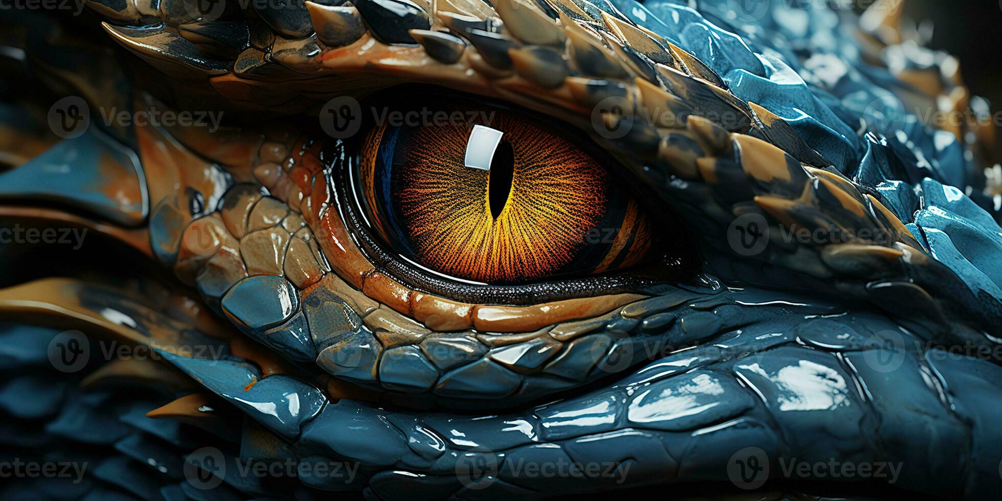 AI Generated. AI Generative. Myth fantasy dragon eye. Macro close up illustration decoration graphic art. Graphic Art photo