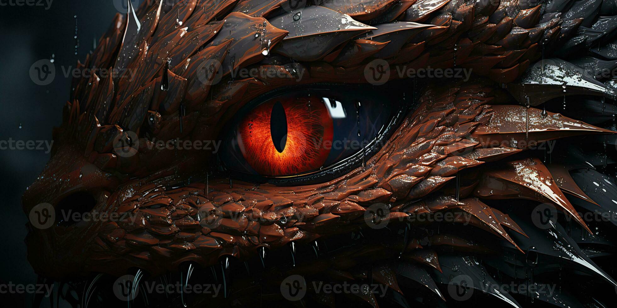 AI Generated. AI Generative. Myth fantasy dragon eye. Macro close up illustration decoration graphic art. Graphic Art photo