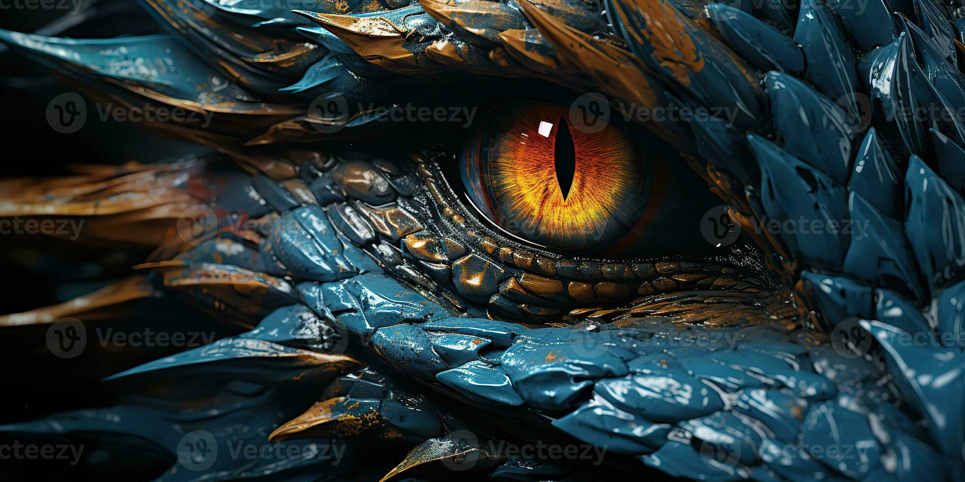 AI Generated. AI Generative. Myth fantasy dragon eye. Macro close up illustration decoration graphic art. Graphic Art photo