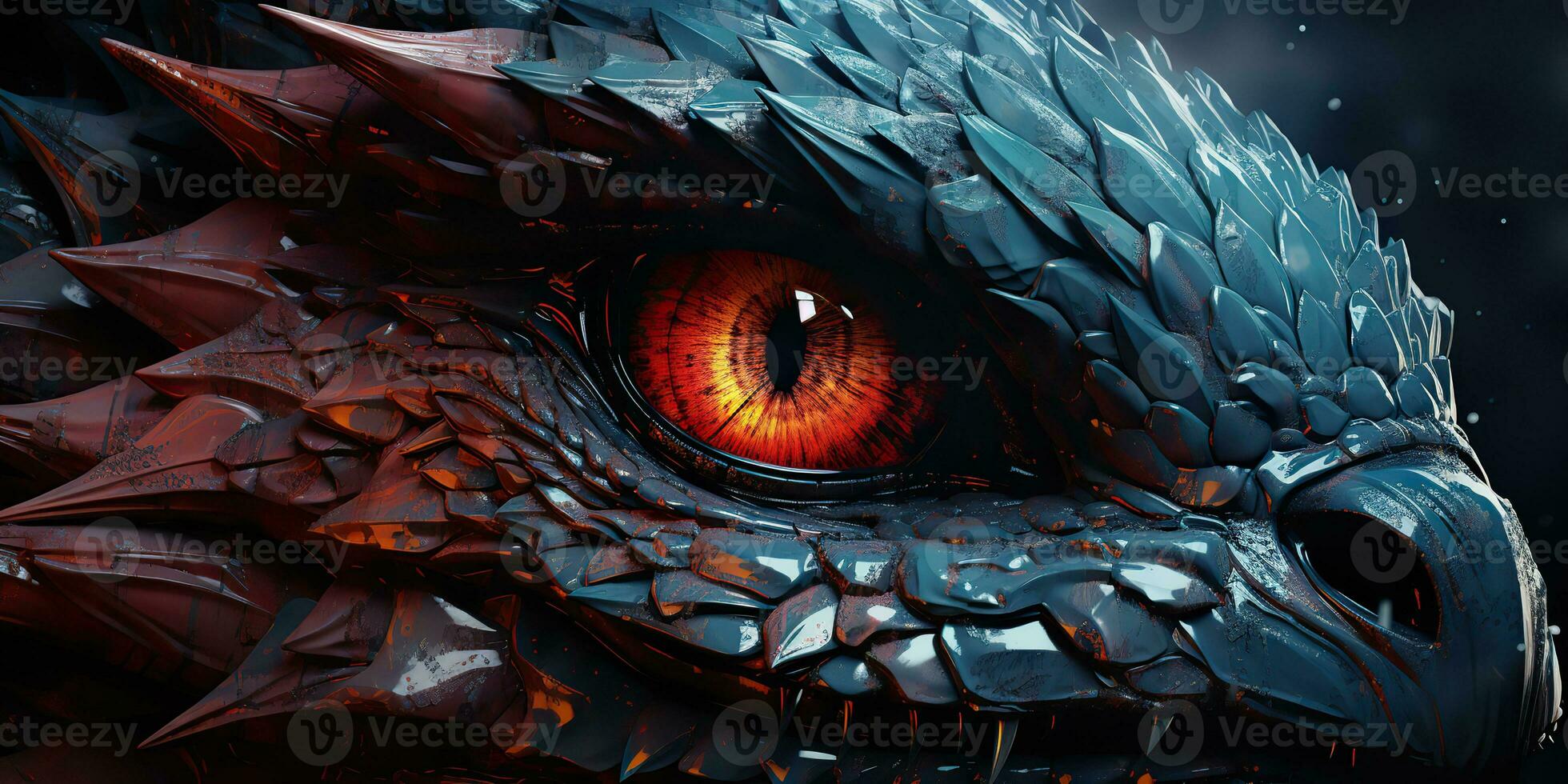 AI Generated. AI Generative. Myth fantasy dragon eye. Macro close up illustration decoration graphic art. Graphic Art photo