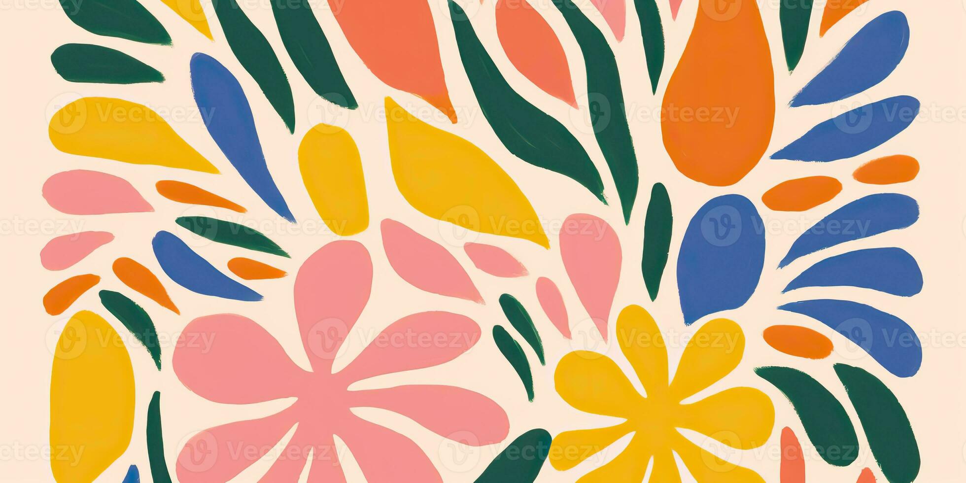 AI Generated. AI Generative. Simple minimal flowers plants pattern texture background decoration poster art. Drawing painting oil brush decor. Graphic Art photo
