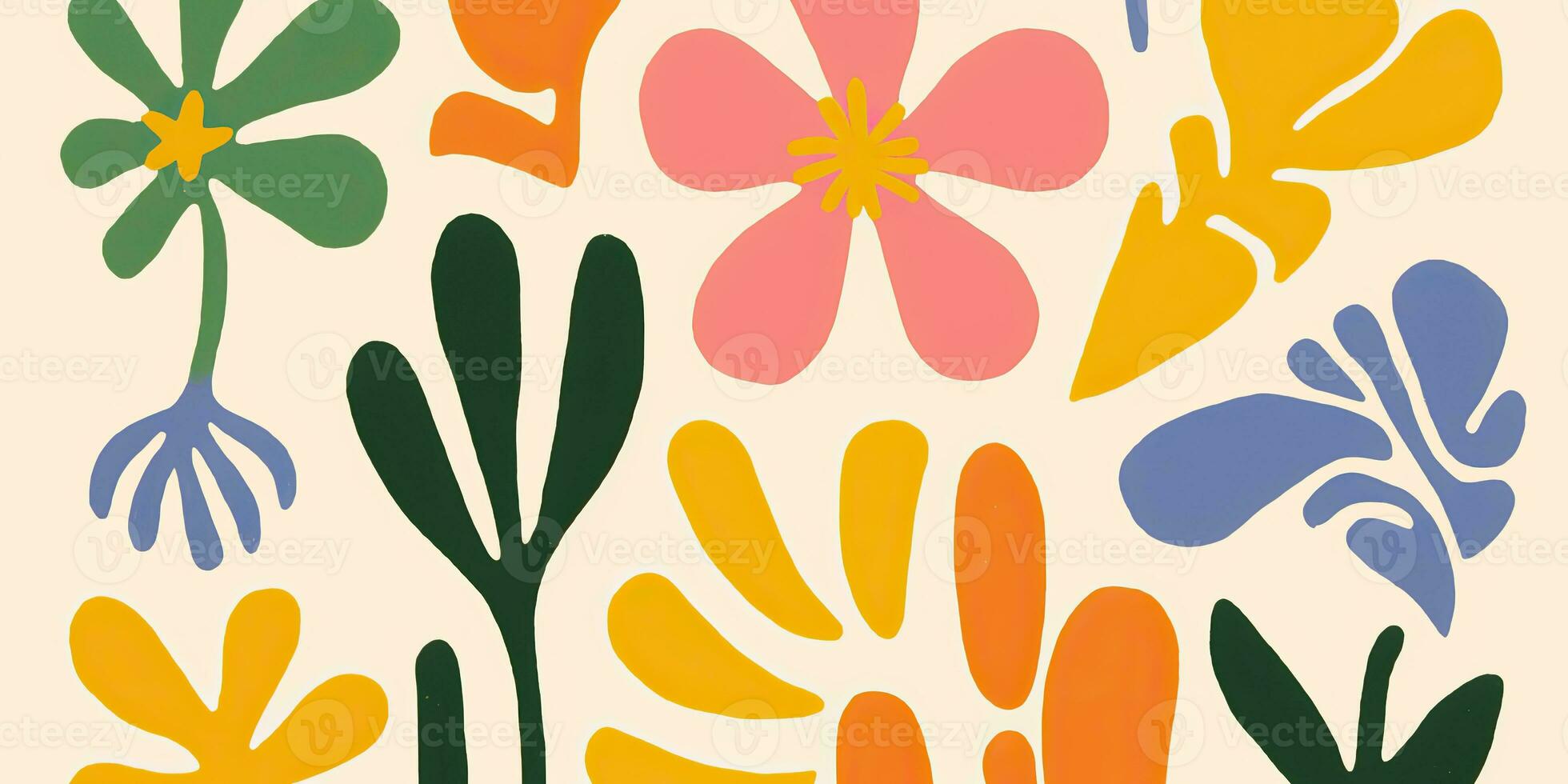 AI Generated. AI Generative. Simple minimal flowers plants pattern texture background decoration poster art. Drawing painting oil brush decor. Graphic Art photo