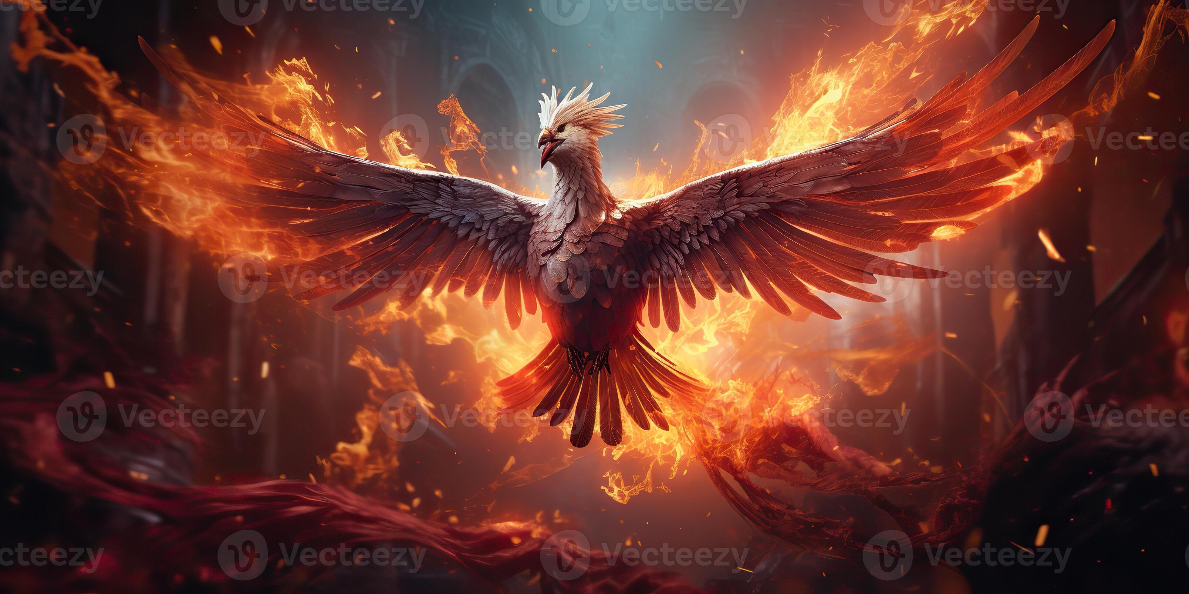 AI Generated. AI Generative. Phoenix bird on black background