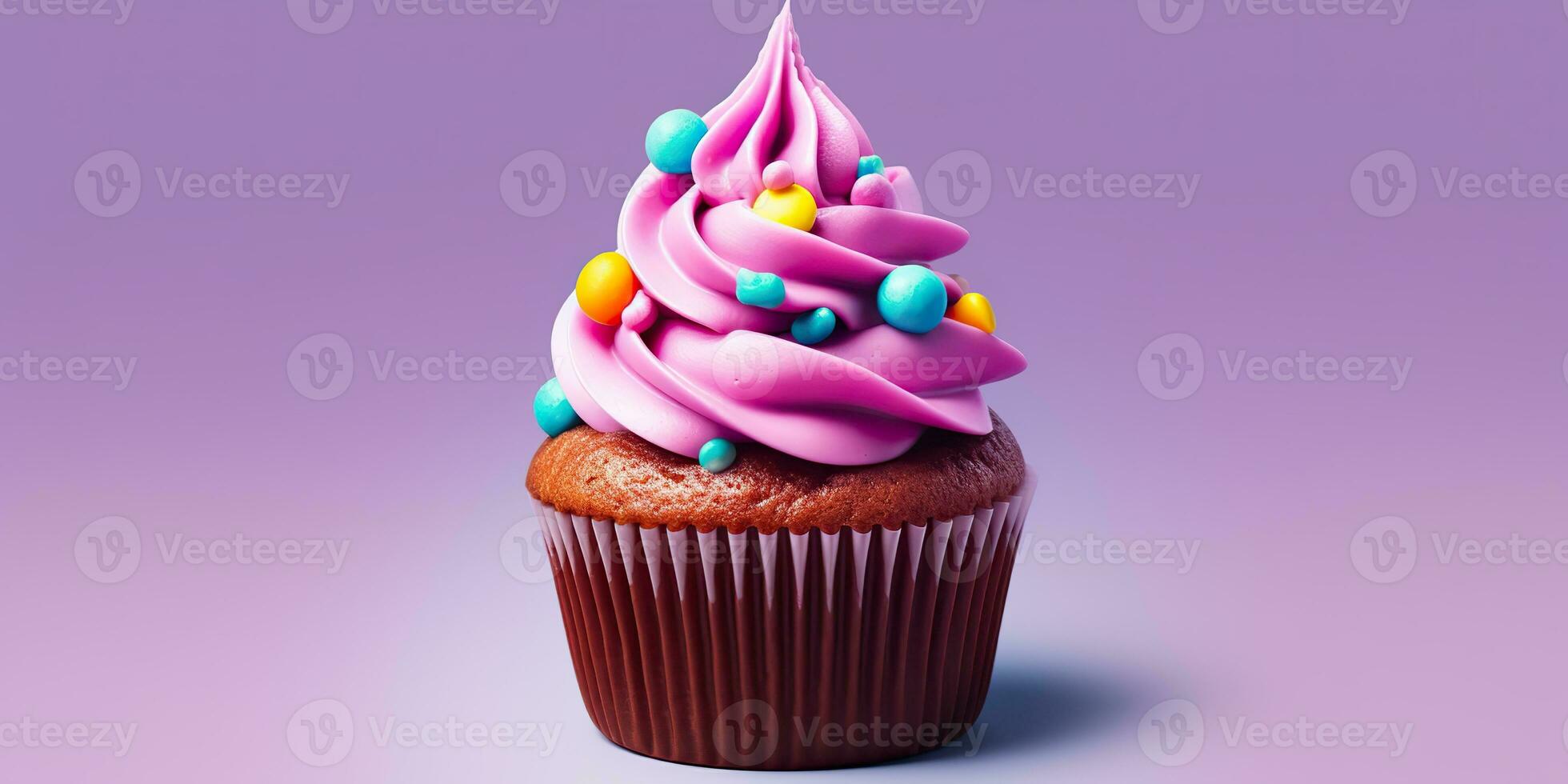 AI Generated. AI Generative. Cupcake sweet dessert sugar bakery birthday party vibe. Graphic Art photo