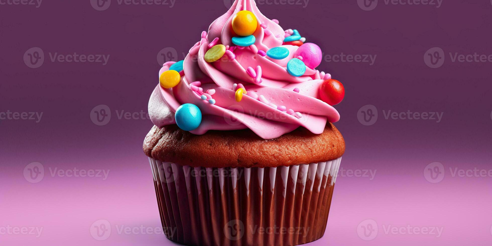 AI Generated. AI Generative. Cupcake sweet dessert sugar bakery birthday party vibe. Graphic Art photo