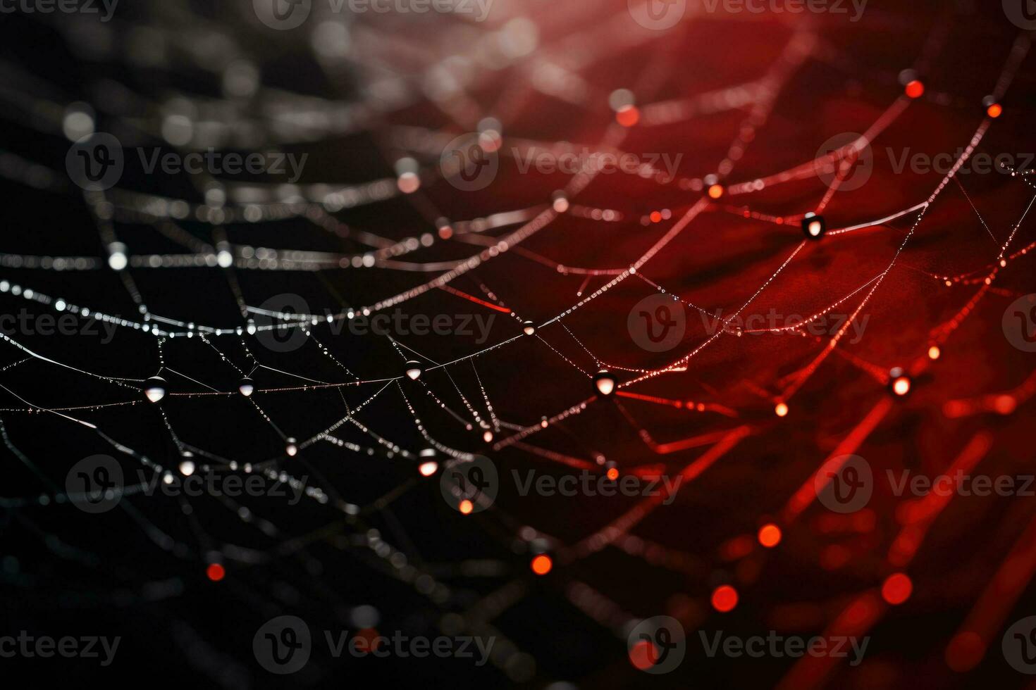 The spider web with water drops, close up. AI generated photo