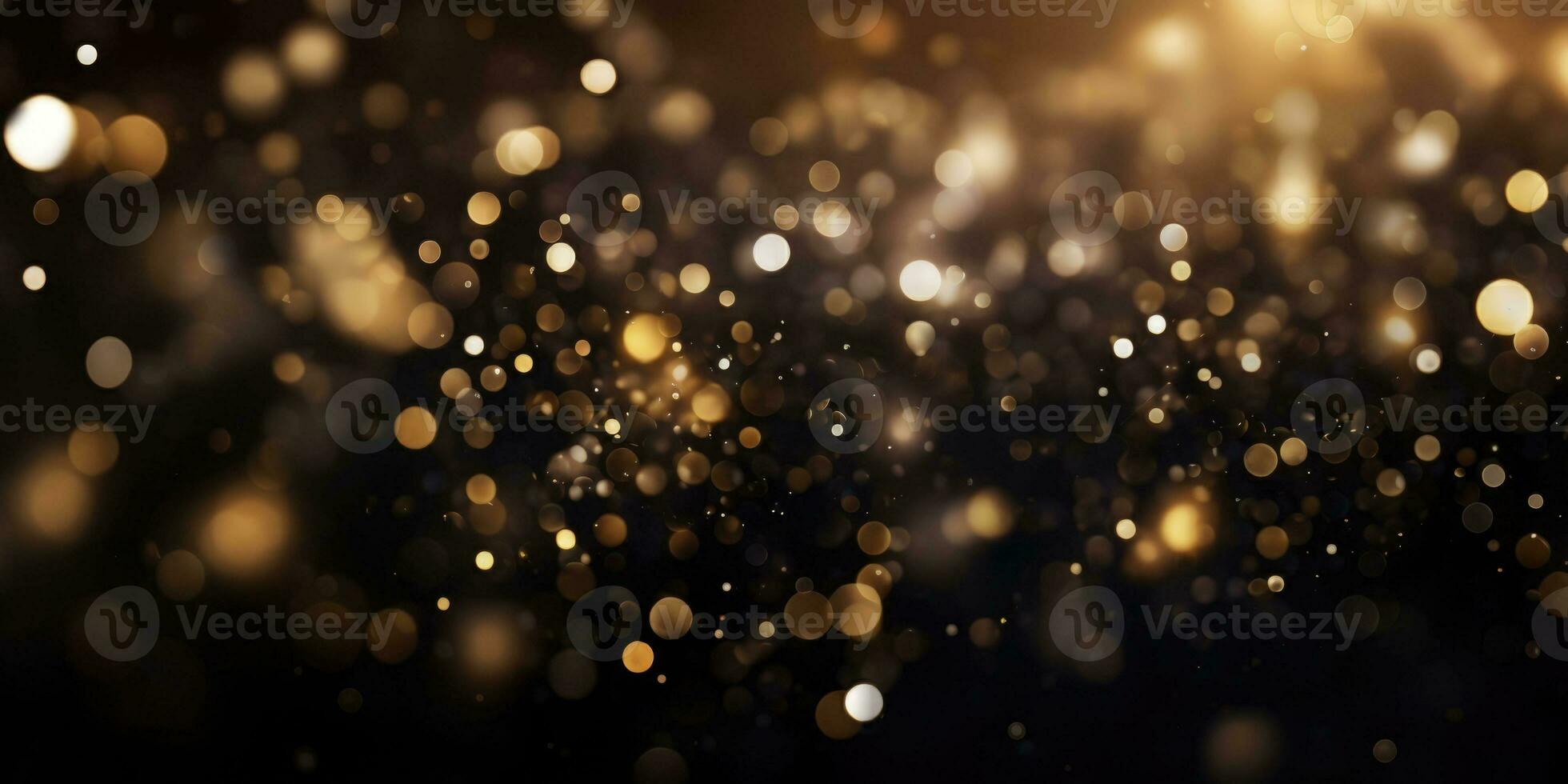 Bokeh background in black in the style of confetti like dots. Glitter and diamond dust. AI generated photo