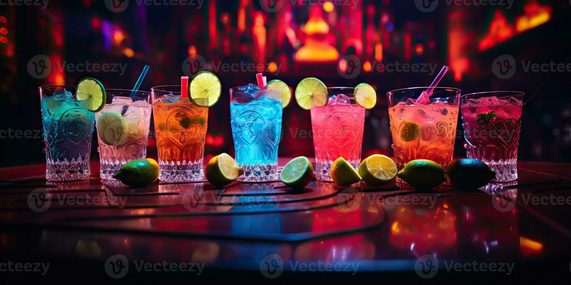 AI Generated. AI Generative. Neon glowing cocktail glass mug bar pub in synthwave cybepunk retrowave style. Night life party alcohol drink vibe. Graphic Art photo