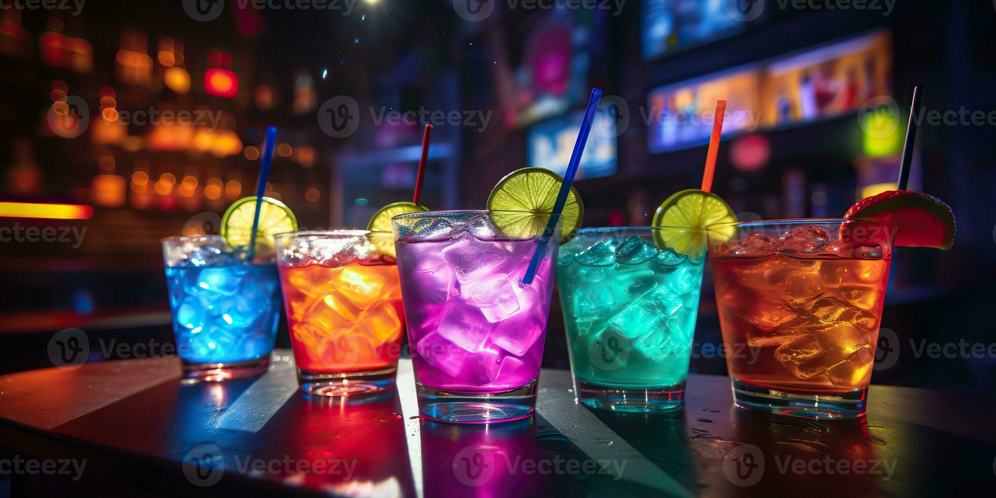 AI Generated. AI Generative. Neon glowing cocktail glass mug bar pub in synthwave cybepunk retrowave style. Night life party alcohol drink vibe. Graphic Art photo