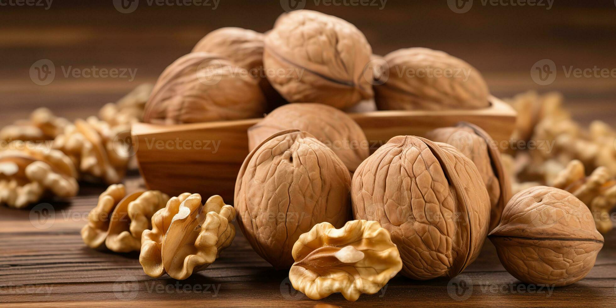 AI Generated. AI Generative. Healthy food nutrition nut walnut half open and in shell. Can be used for healthy lifestyle motivation inspiration. Graphic Art photo