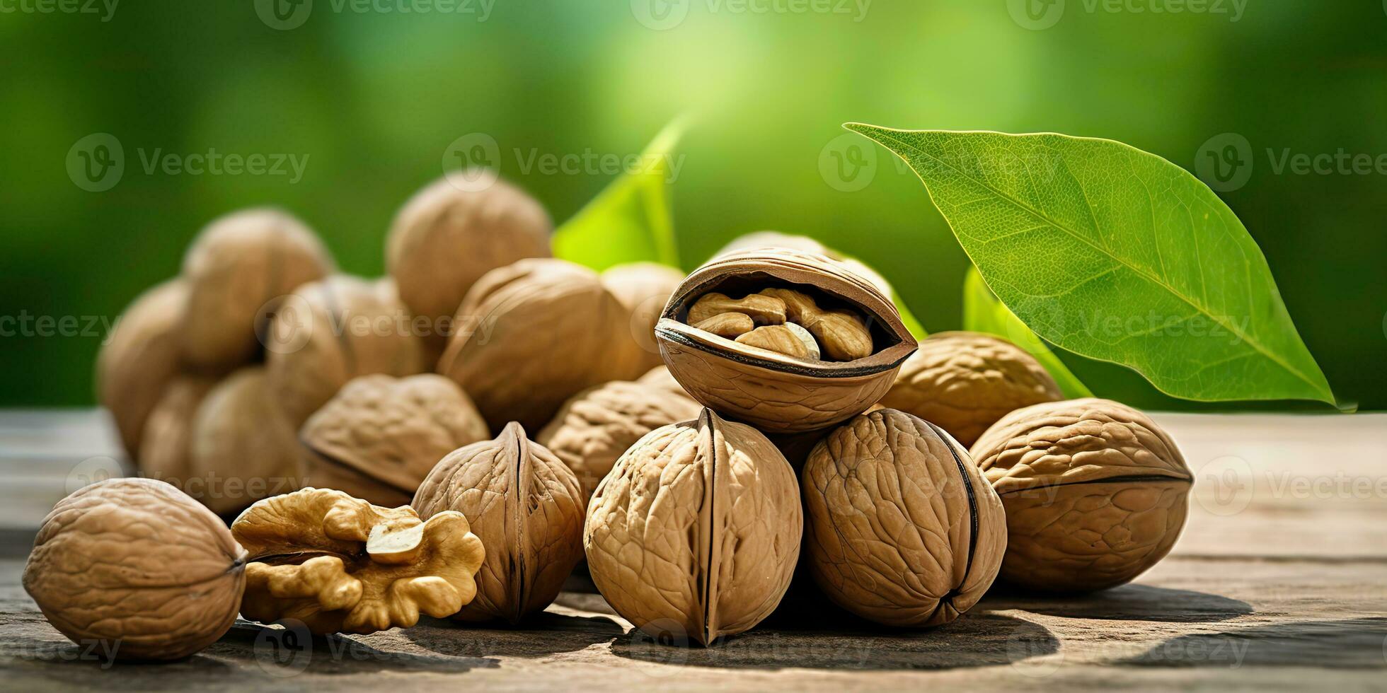 AI Generated. AI Generative. Healthy food nutrition nut walnut half open and in shell. Can be used for healthy lifestyle motivation inspiration. Graphic Art photo