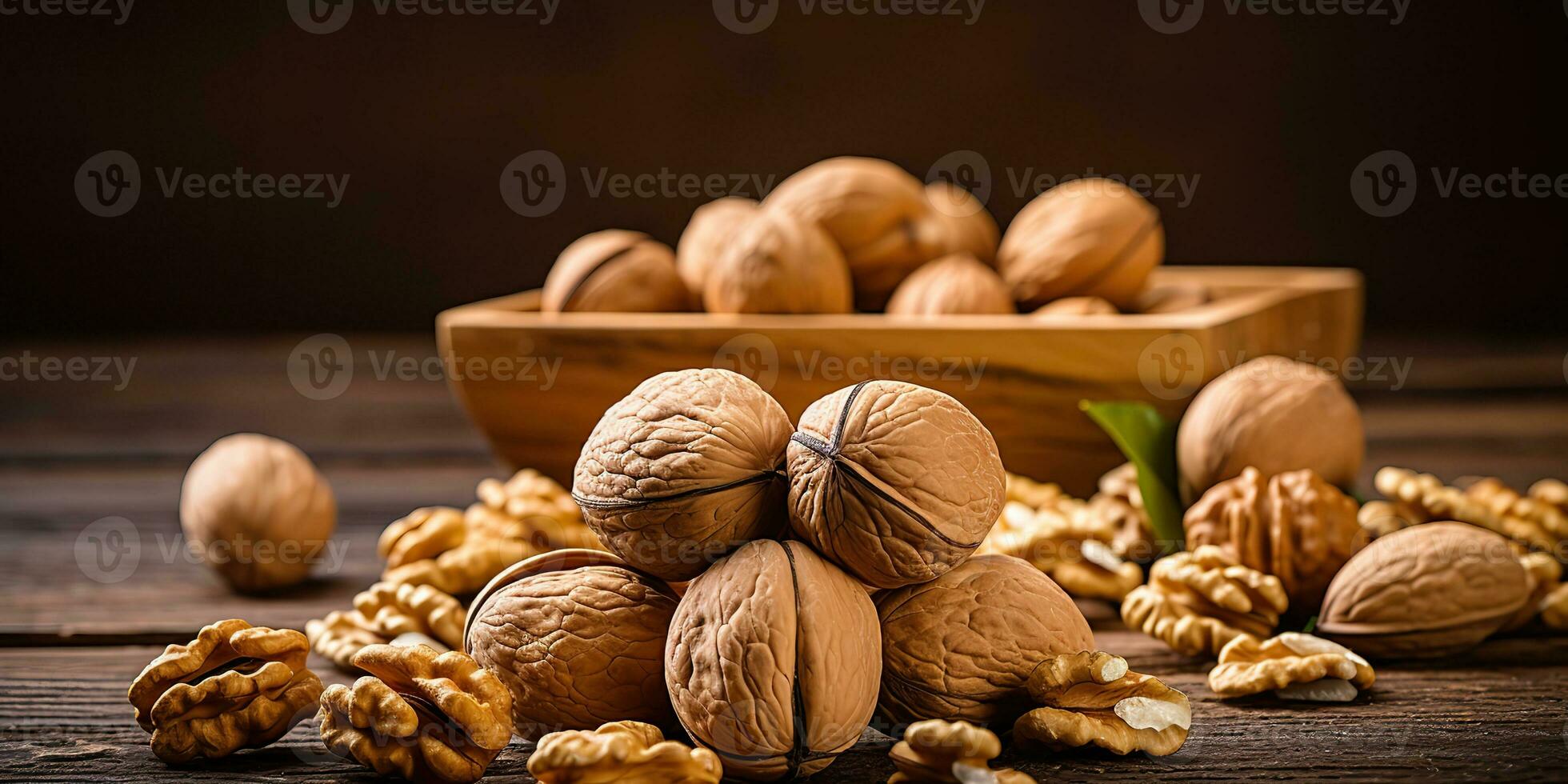 AI Generated. AI Generative. Healthy food nutrition nut walnut half open and in shell. Can be used for healthy lifestyle motivation inspiration. Graphic Art photo