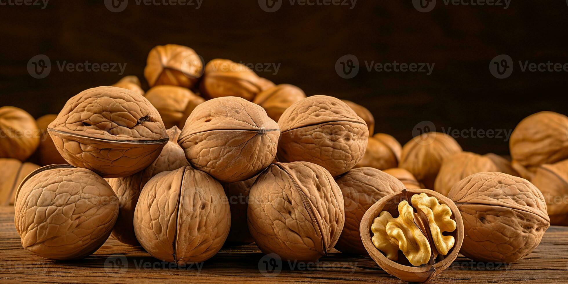 AI Generated. AI Generative. Healthy food nutrition nut walnut half open and in shell. Can be used for healthy lifestyle motivation inspiration. Graphic Art photo
