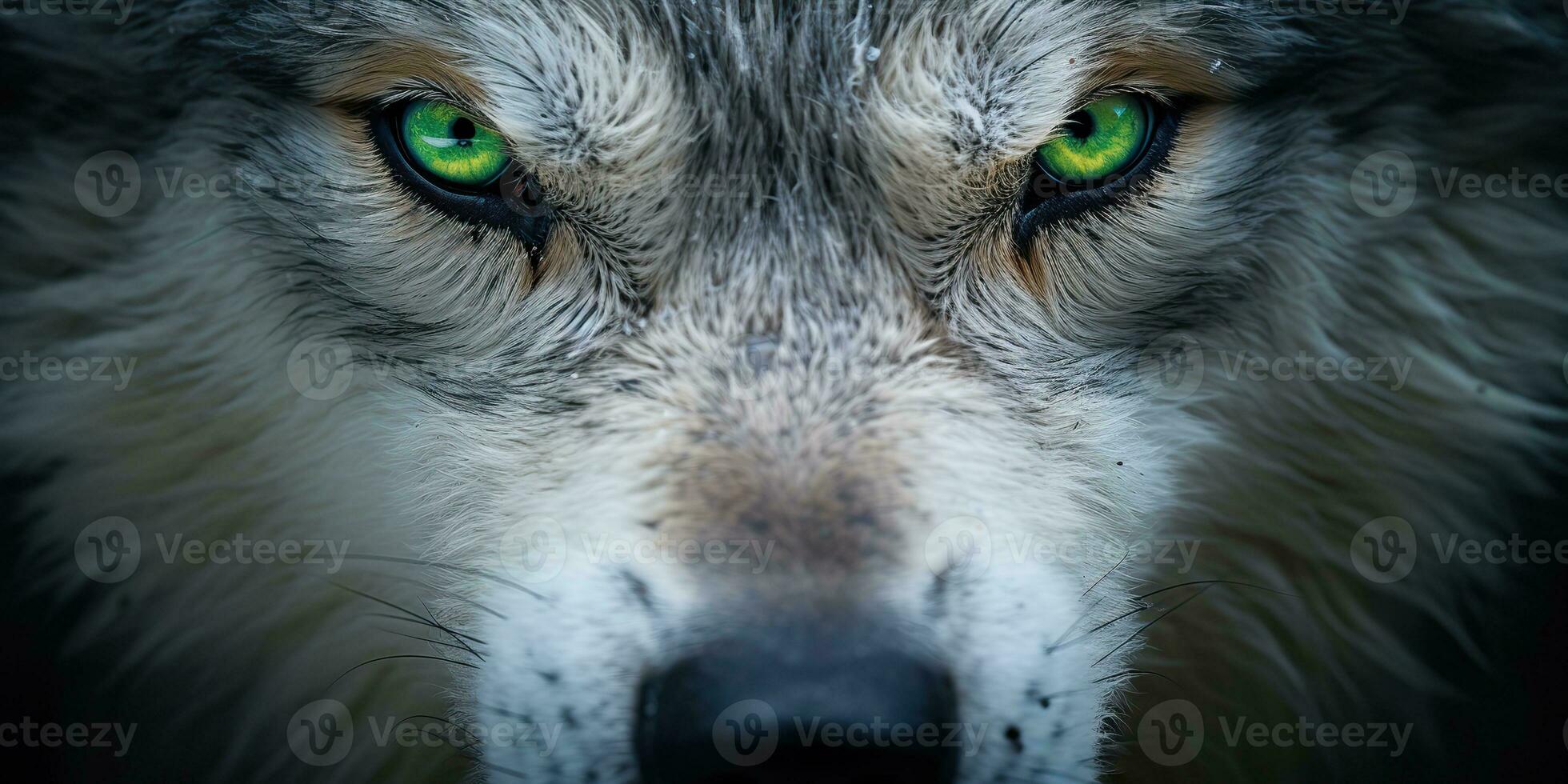 AI Generated. AI Generative. Wild nature creature predator wold face eyes portraint. Wildlife explore outdoor savage dangerous mammal. Graphic Art photo