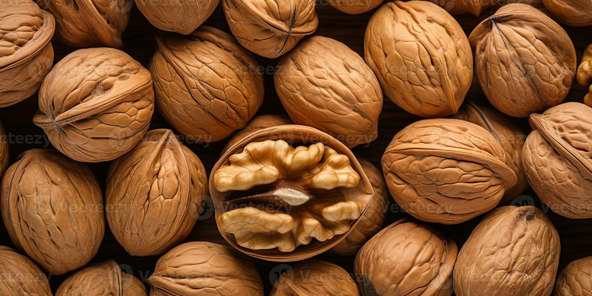 AI Generated. AI Generative. Healthy food nutrition nut walnut half open and in shell. Can be used for healthy lifestyle motivation inspiration. Graphic Art photo