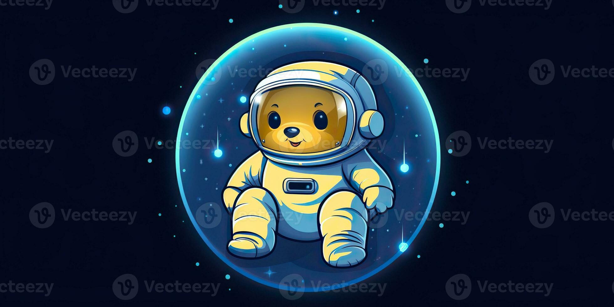 ai generado. ai generativo. galaxia espacio aventuras cosmos solar sistema linda dibujos animados personaje para niños juego. gráfico Arte foto
