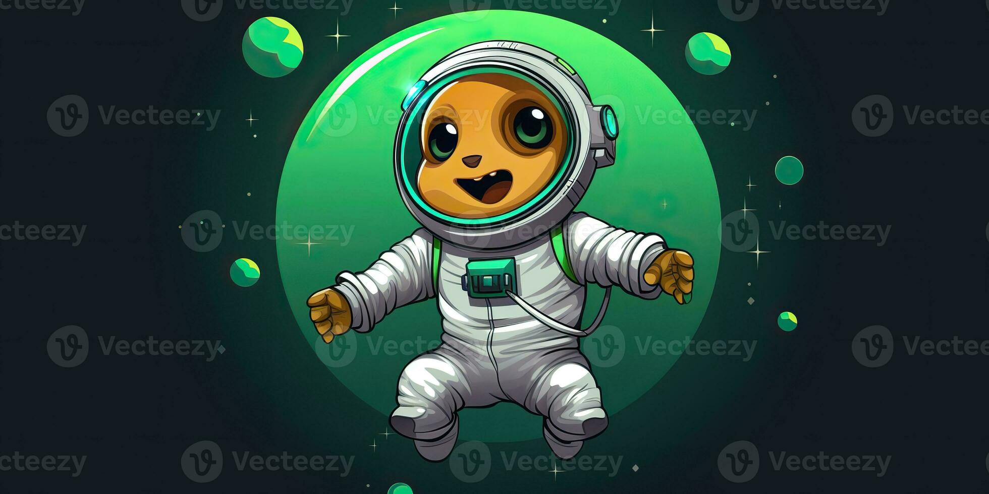 ai generado. ai generativo. galaxia espacio aventuras cosmos solar sistema linda dibujos animados personaje para niños juego. gráfico Arte foto