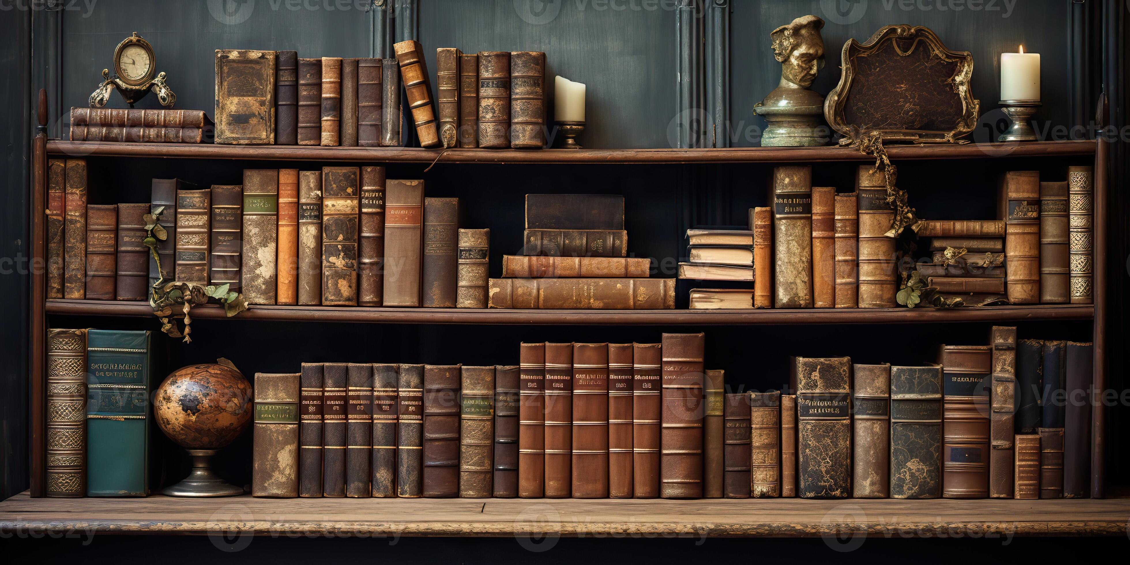 AI Generated. AI Generative. Old books vintage store library bookshelf