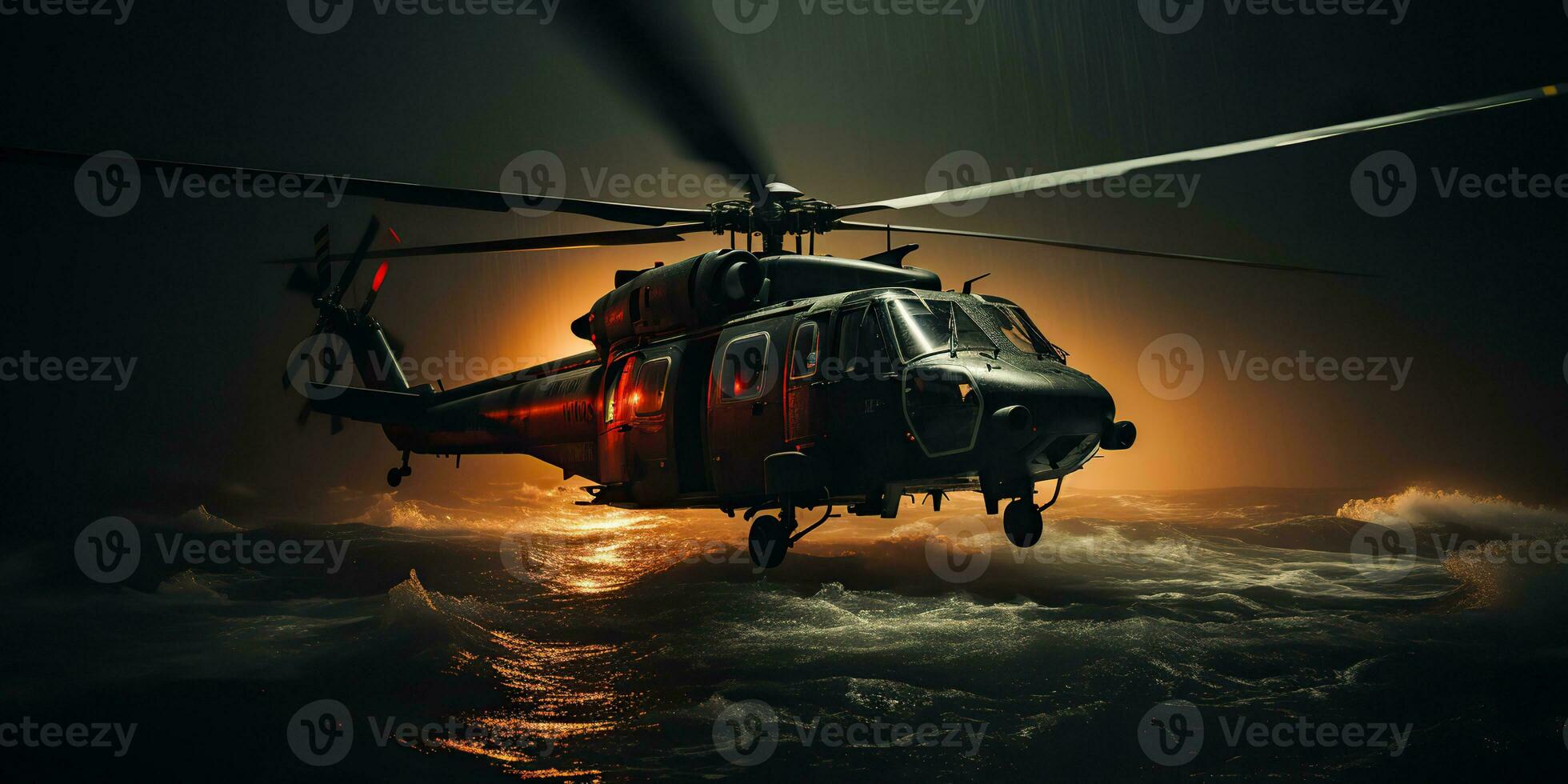 AI Generated. AI Generative. Navy nautical marine millitary helicopter trnsport rescue safe life coast guard. Graphic Art photo
