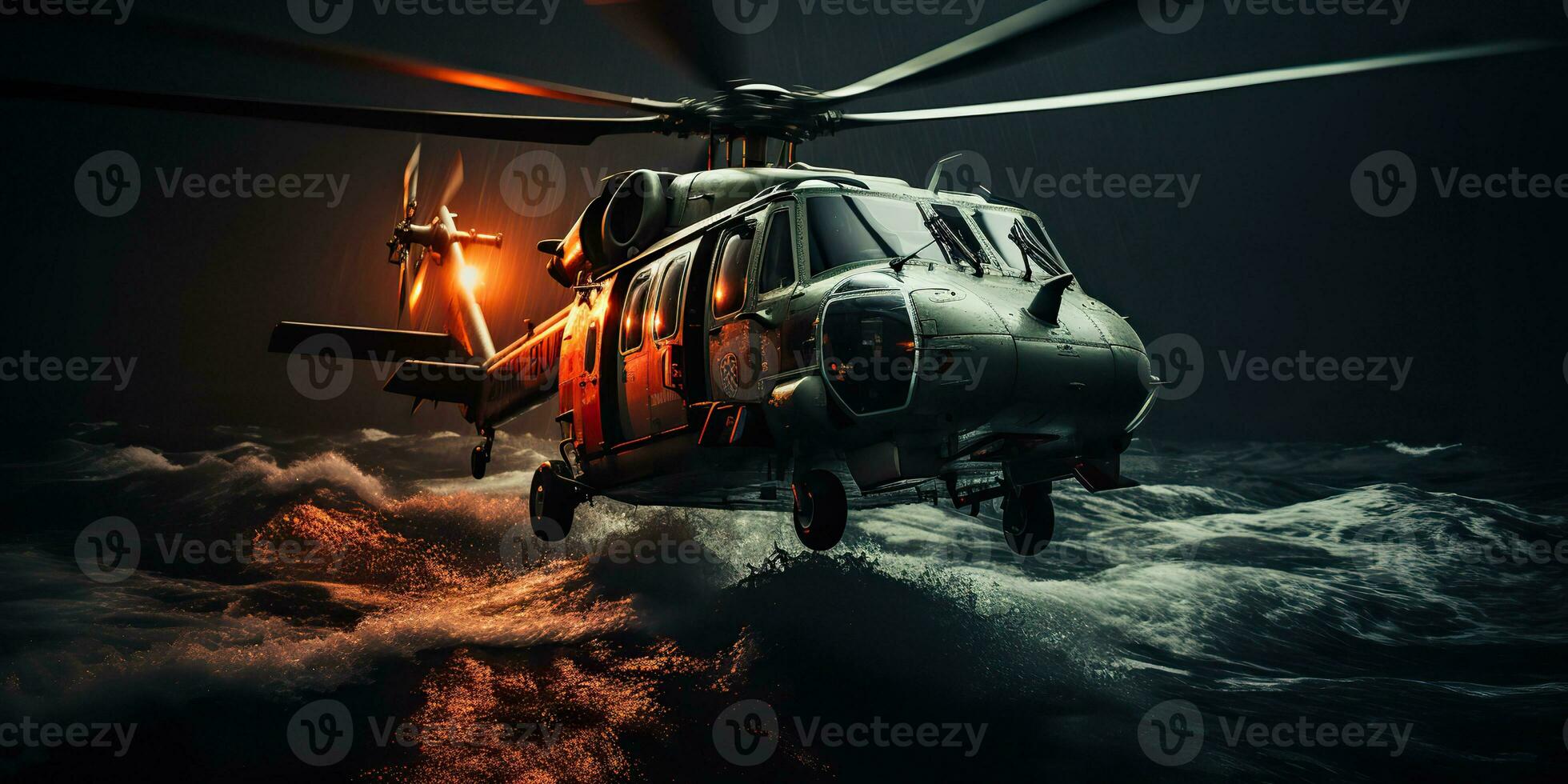 AI Generated. AI Generative. Navy nautical marine millitary helicopter trnsport rescue safe life coast guard. Graphic Art photo