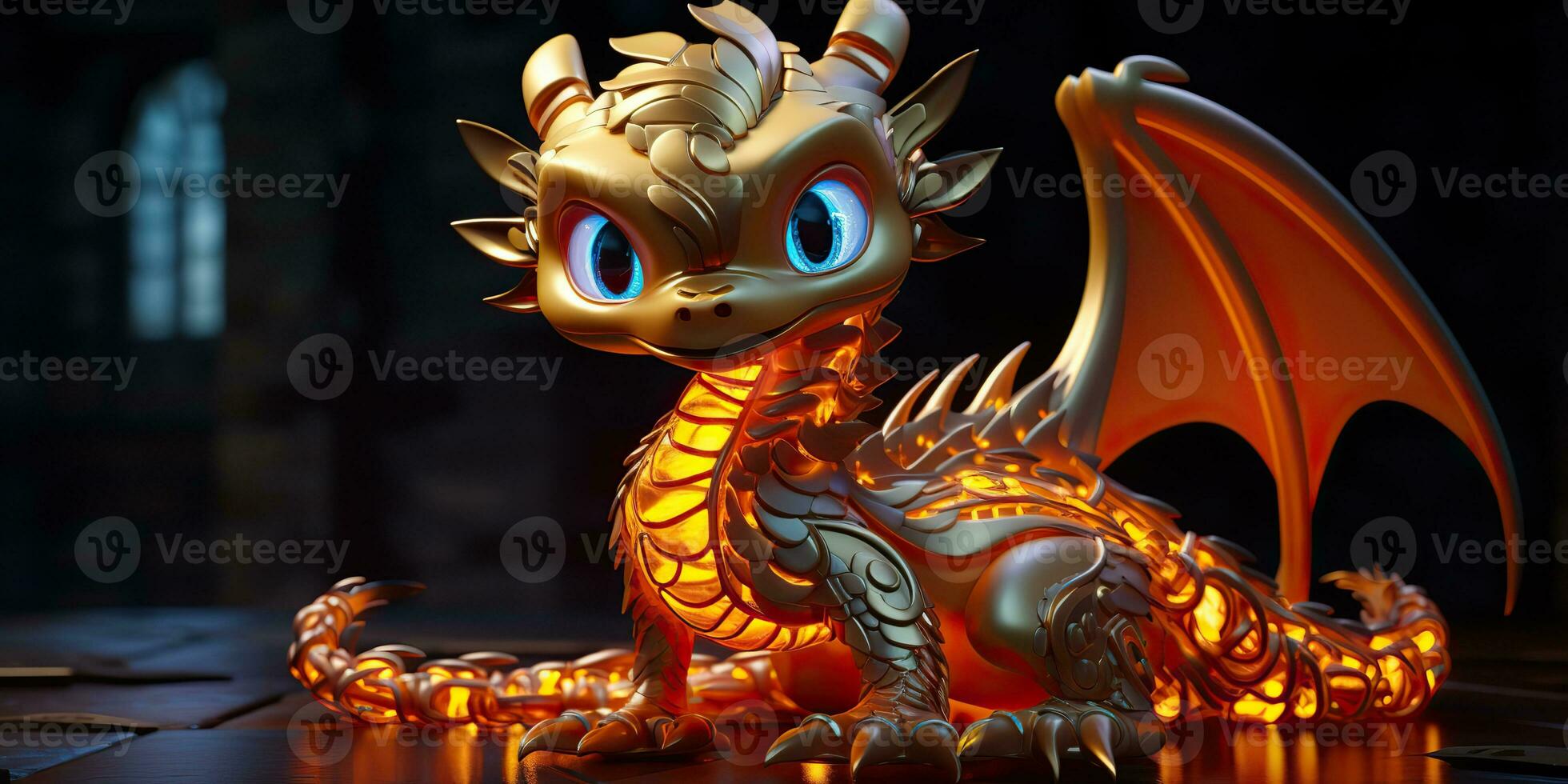 AI Generated. AI Generative. Asian chinese little cute dragon figure toy game. Symbol of culture new year power holiday. Graphic Art photo