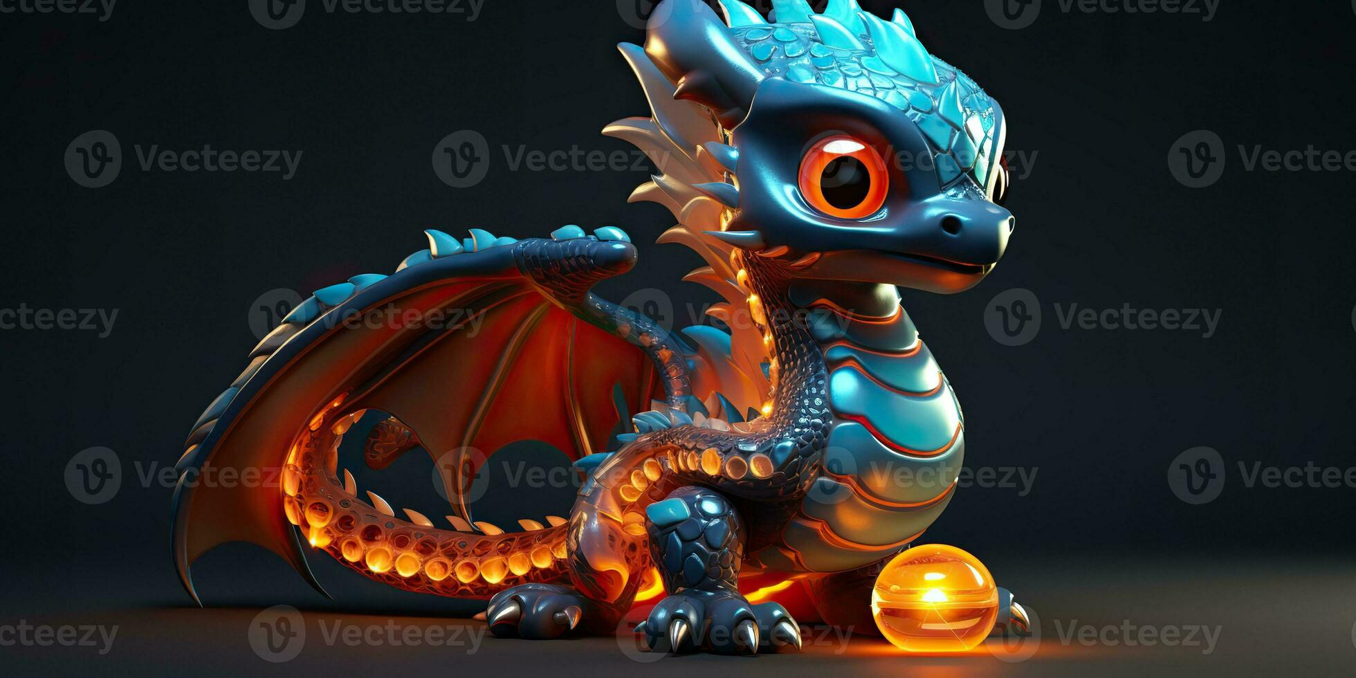 AI Generated. AI Generative. Asian chinese little cute dragon figure toy game. Symbol of culture new year power holiday. Graphic Art photo