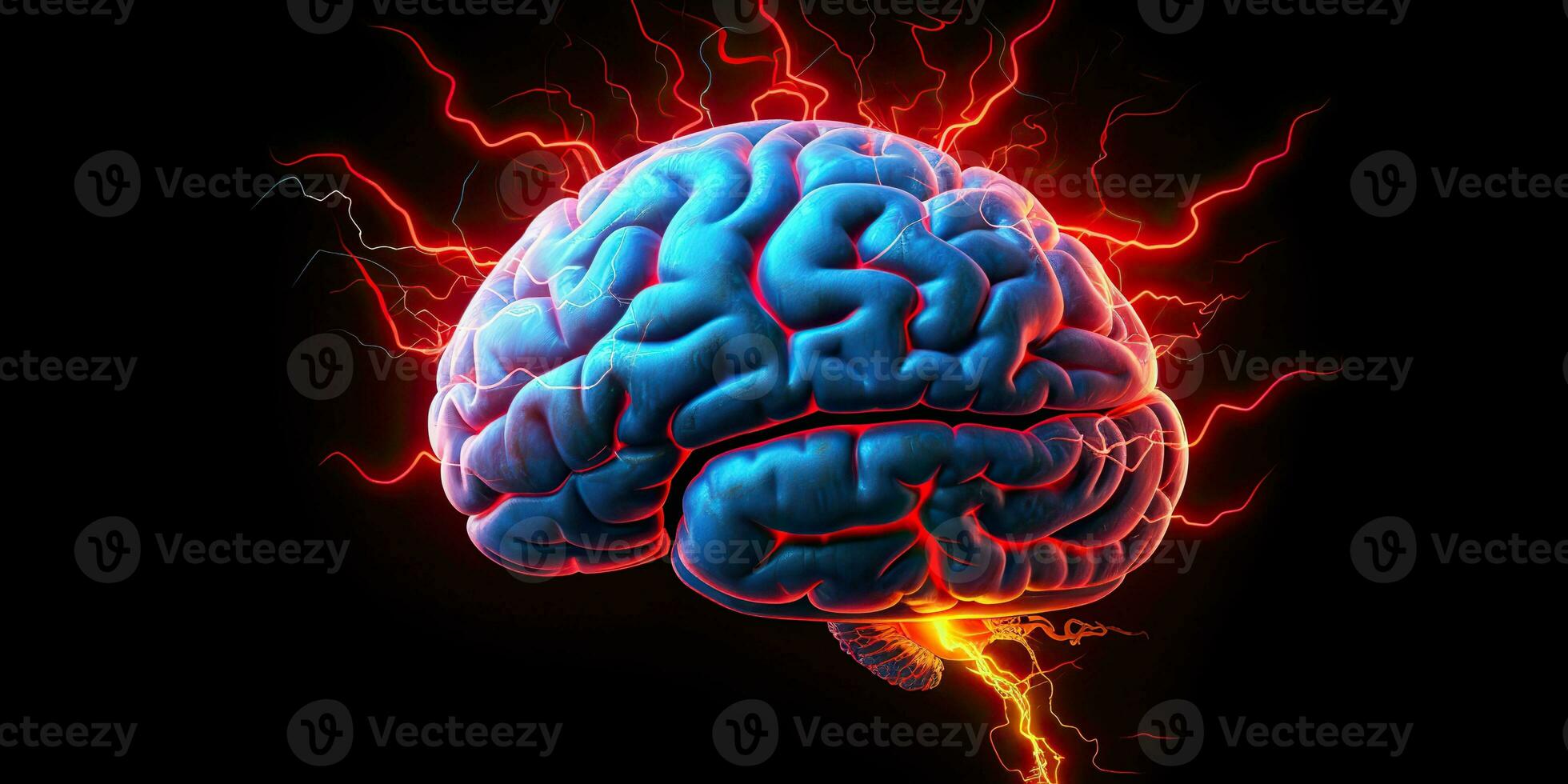 AI Generated. AI Generative. Human neon brain head vaporwave synthwave retrowave bright science system education hologram. Graphic Art photo
