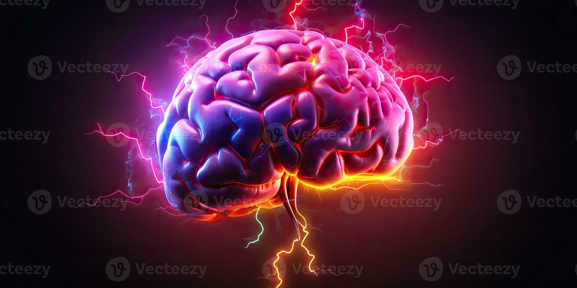 AI Generated. AI Generative. Human neon brain head vaporwave synthwave retrowave bright science system education hologram. Graphic Art photo