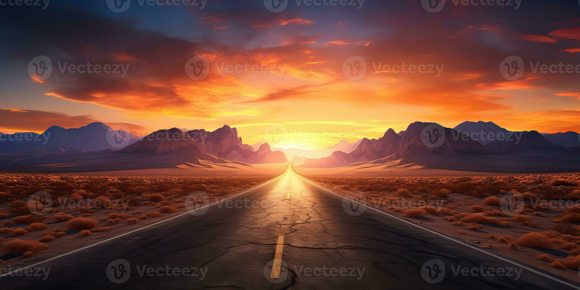 AI Generated. AI Generative. UNited states usa america nevada california arizona desert highway road trip travel wild vacation adventure by car. Graphic Art photo
