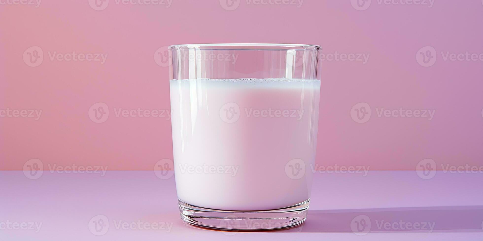 AI Generated. AI Generative. Organic eco natural protein calcium fresh milk. Pink background white glass mug cup. Promotion marketing style. Graphic Art photo