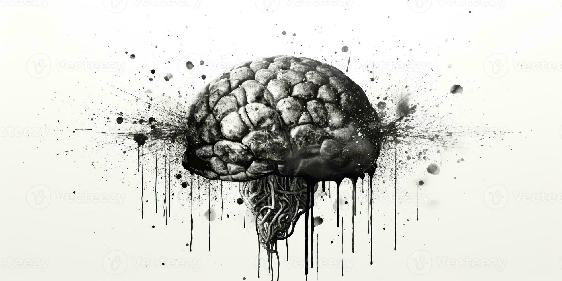 AI Generated. AI Generative. Human brain sketch ink draw street art anatomy art. Banksy urban culture graphic. Graphic Art photo