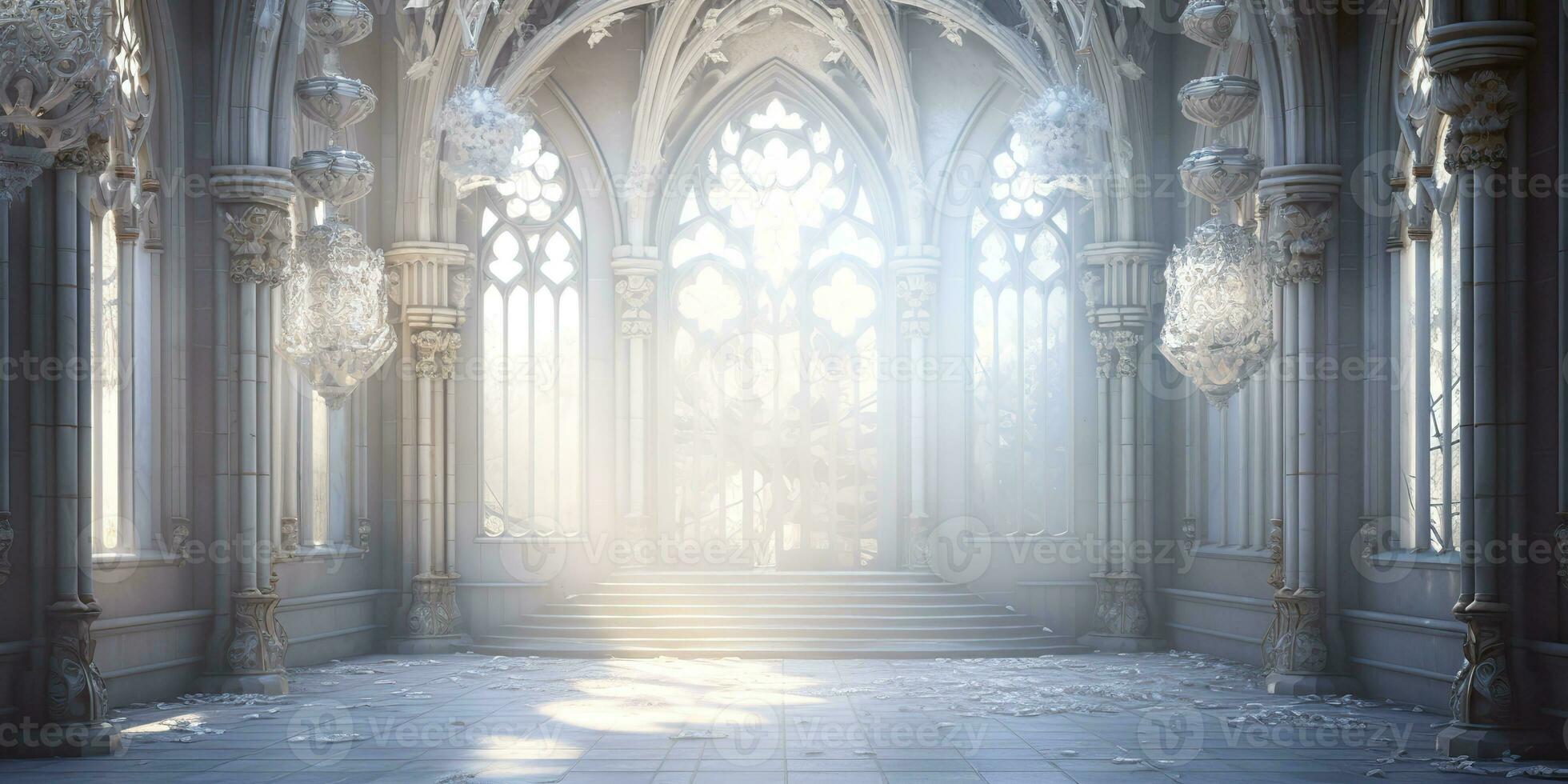 AI Generated. AI Generative. Baroque heaven inner space gate. Religion architecture temple entrance god sun meet fantasy gothic vibe. Graphic Art photo