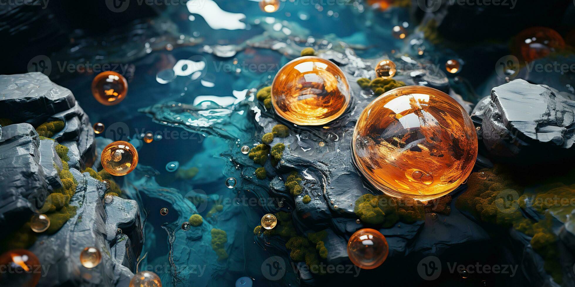 AI Generated. AI Generative. Abstract geometric texture pattern background landscape art decoration. Imagination inspiration unreal engine concept. Graphic Art photo