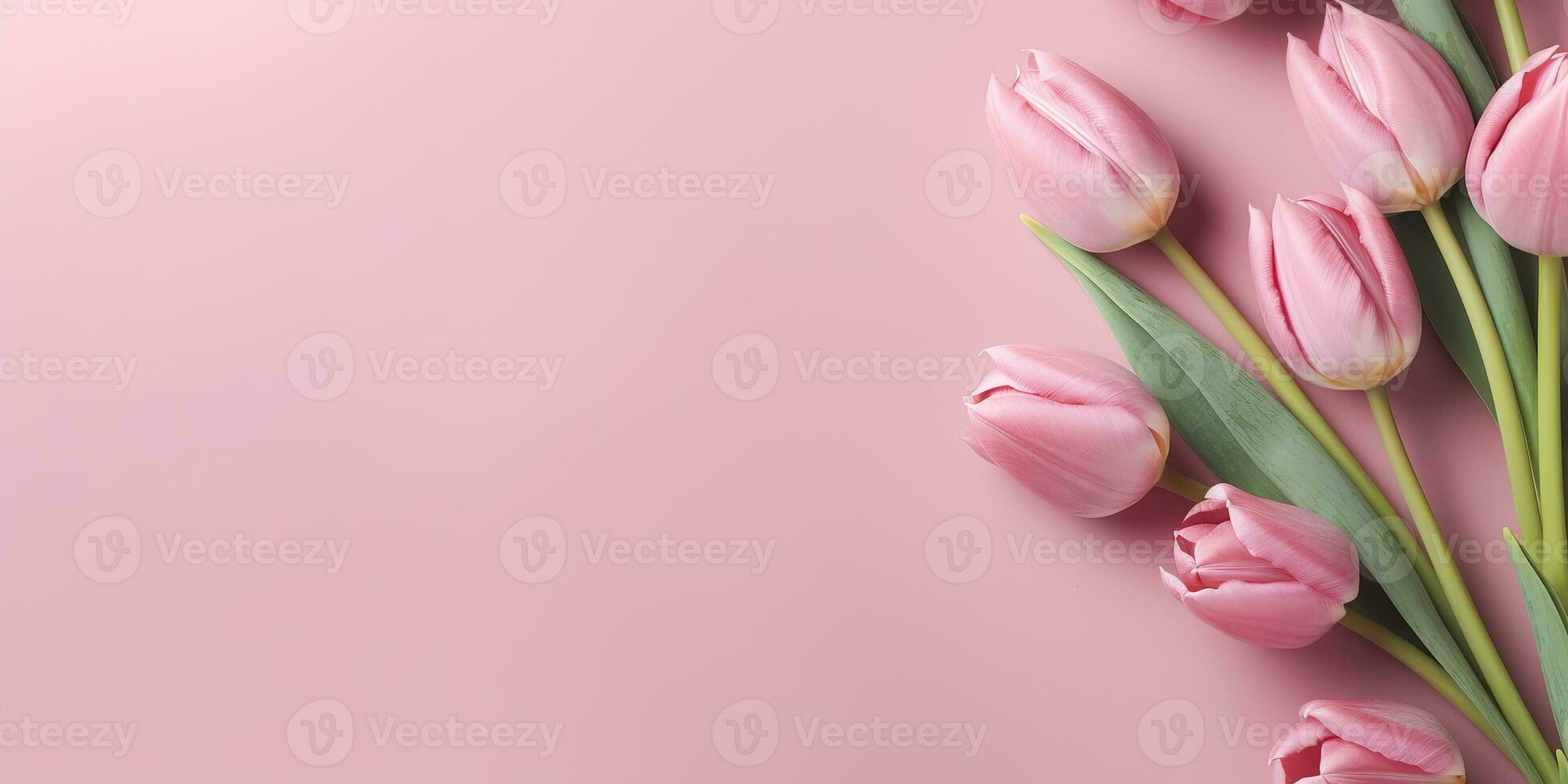 AI Generated. AI Generative. Romantic love invite card greeting with tulip flowers. Tender aesthetics valentine birthday woman day holiday vibe. Graphic Art photo